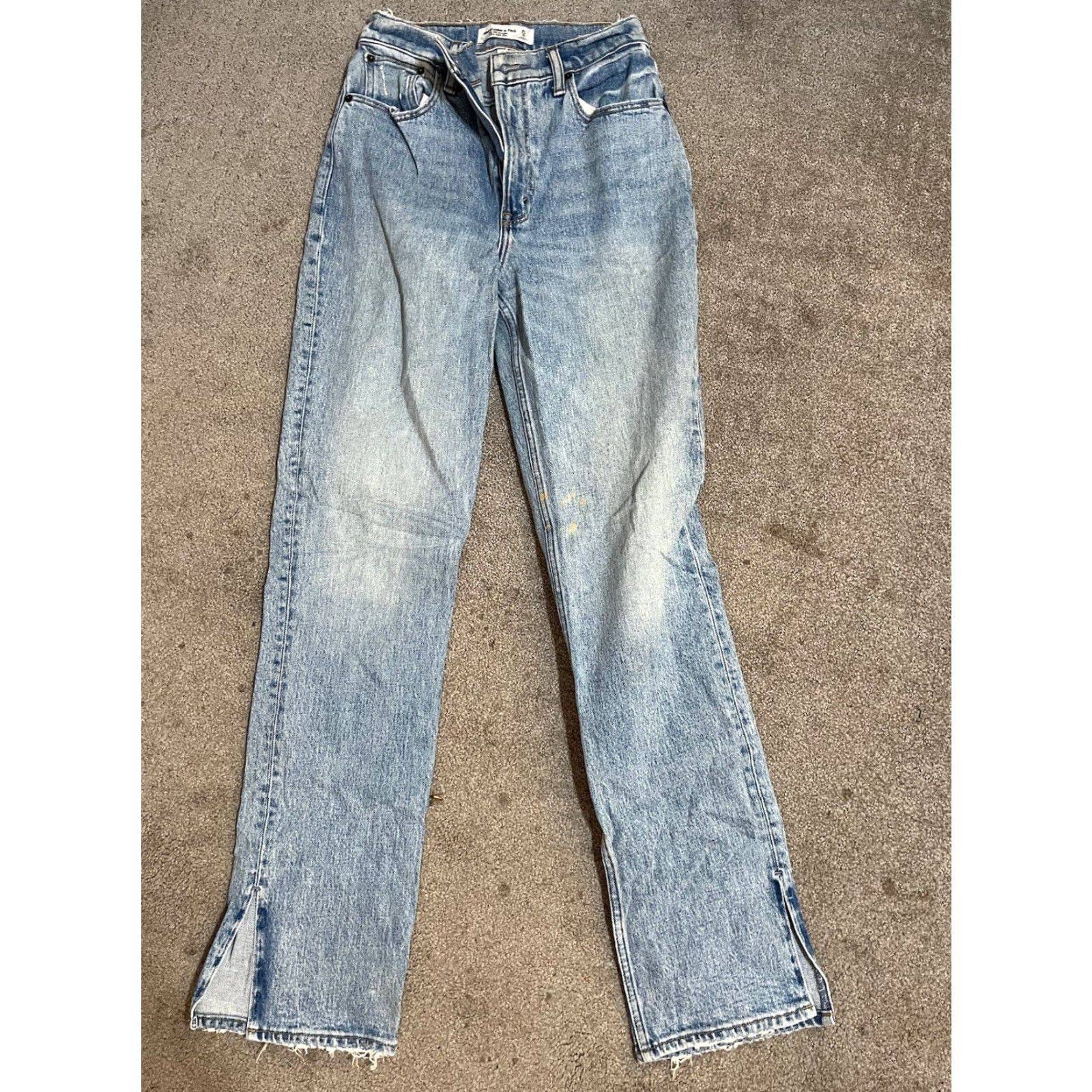 Abercrombie & Fitch Abercrombie & Fitch Jeans Womens 00/25 The 90s Straight Ultra High Rise Blue 5-Pocket Denim Distressed Slit Stretch Vintage 90s Mens Women Girls? Size 24" / US 00 / IT 34 - 3 Thumbnail