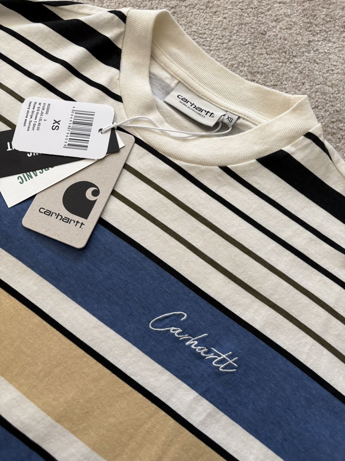 Carhartt Wip Carhartt WIP W’ S/S Rowe T-Shirt – Rowe Stripe Size US XS / EU 42 / 0 - 2 Thumbnail