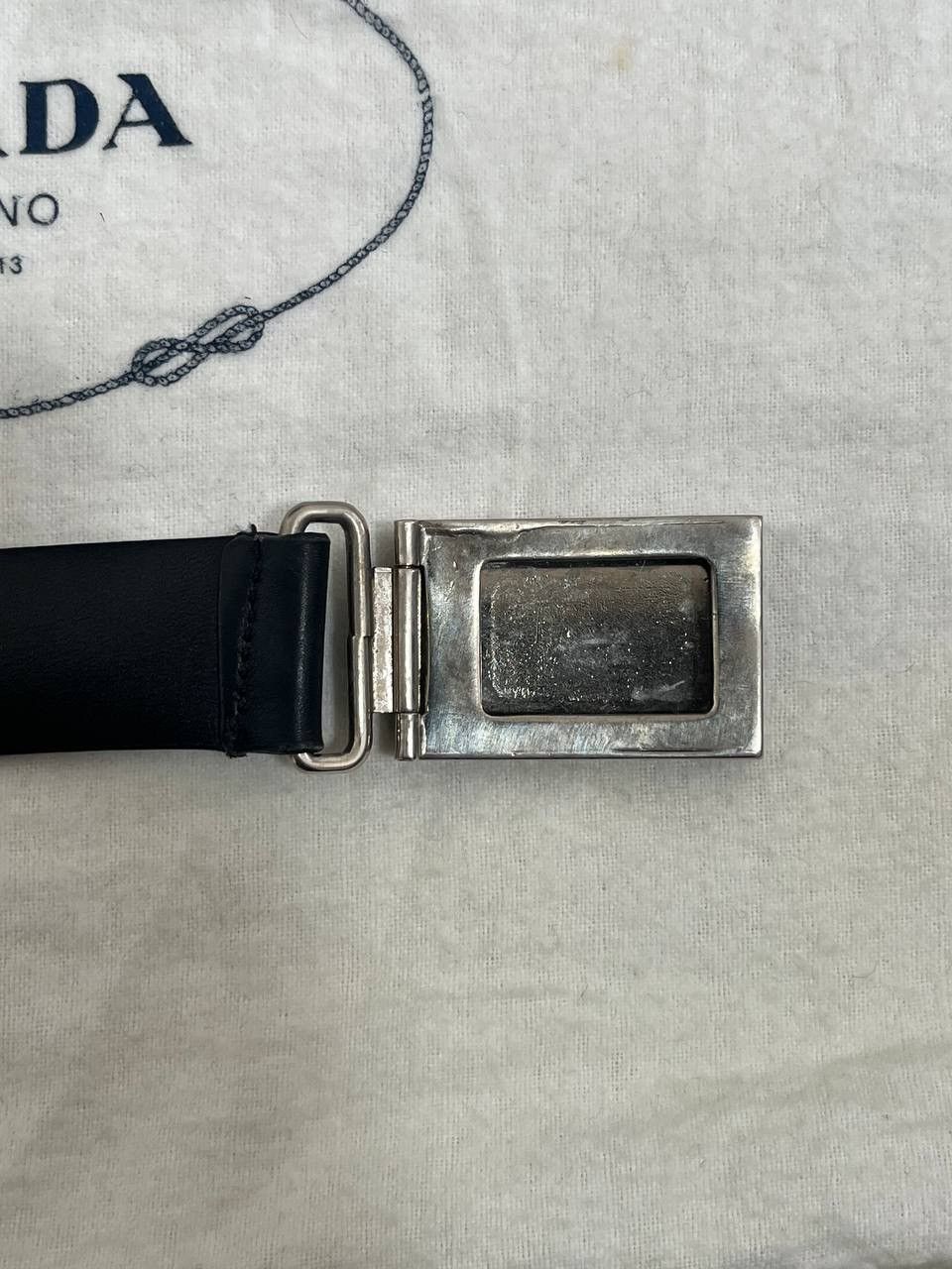 Prada Vintage Prada Black Smooth Leather Belt w/ Silver Buckle Size ONE SIZE - 2 Thumbnail