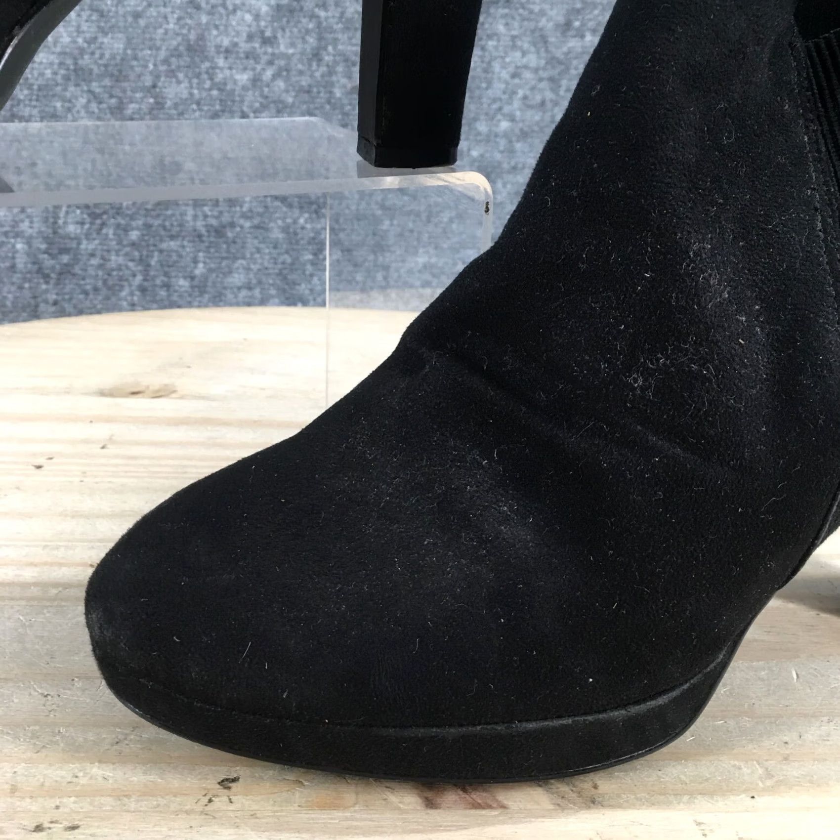 Vintage Impo Stretch Boots Womens 10 M Outride Ankle Booties Heels Black Fabric Pull On Size US 10 / IT 40 - 4 Thumbnail