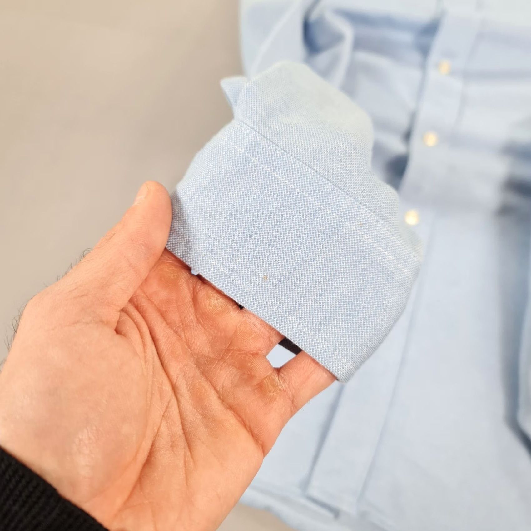 Polo Ralph Lauren Polo Ralph Lauren Mens Shirt Blue Medium Slim Fit Knit Dress Shirt Button Up Size 40R - 6 Thumbnail