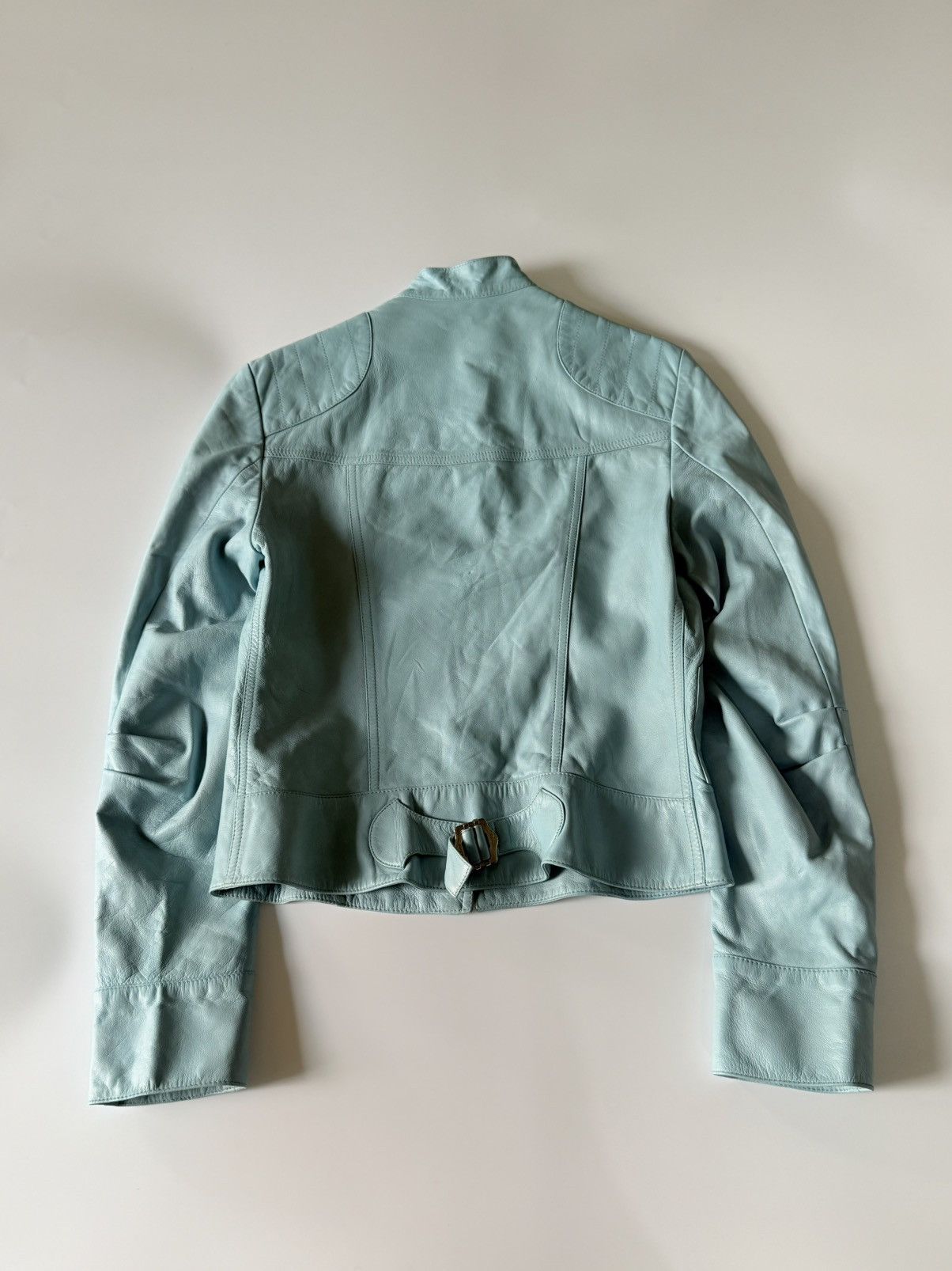 Dior Christian Dior John Galliano S/S 2004 Turquoise Biker Jacket Size XS / US 0-2 / IT 36-38 - 4 Thumbnail