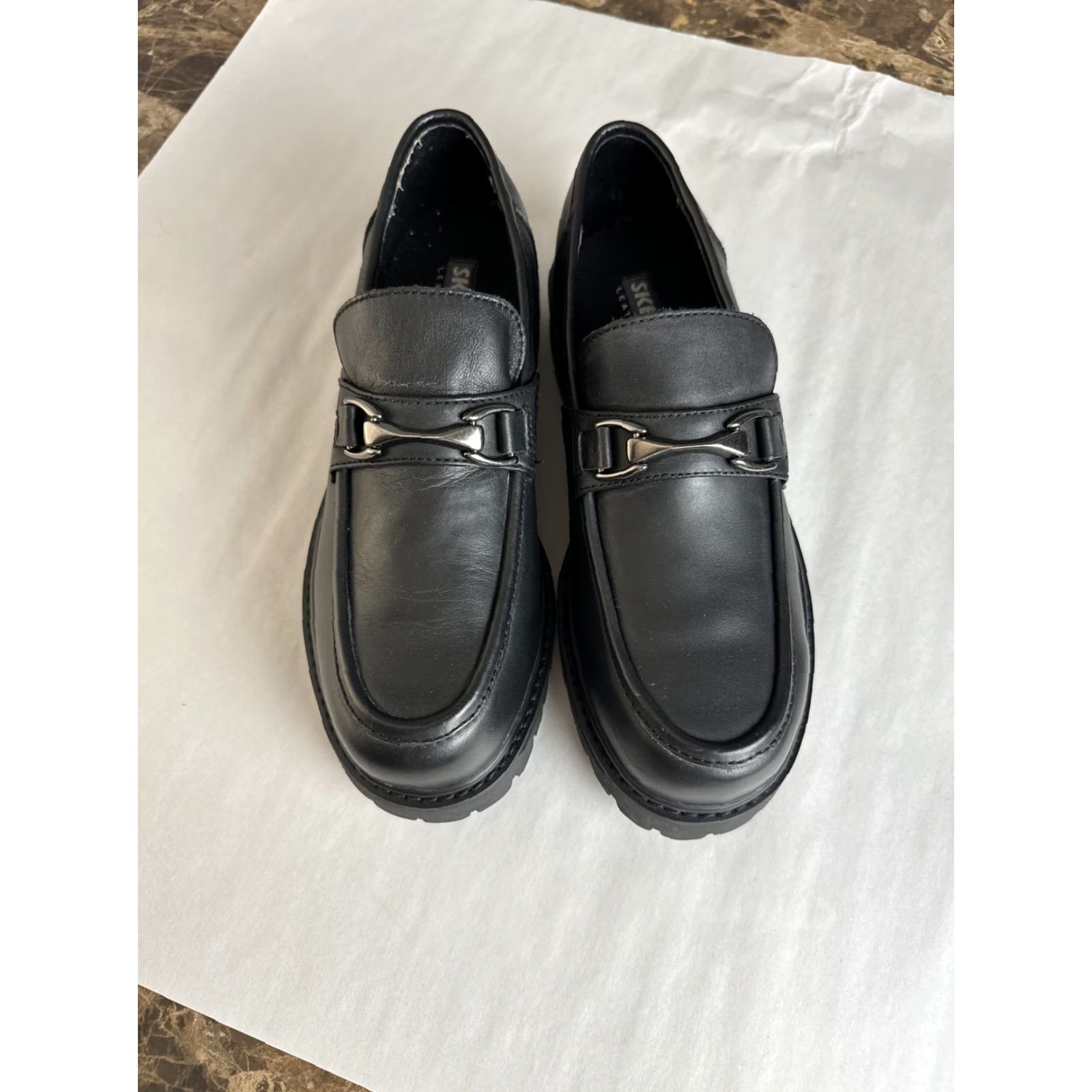 SKECHERS Skechers Y2K Chunky Loafer Boots Slip On Black Leather Mens Sz 10 New No Box Size US 10 / EU 43 - 3 Thumbnail