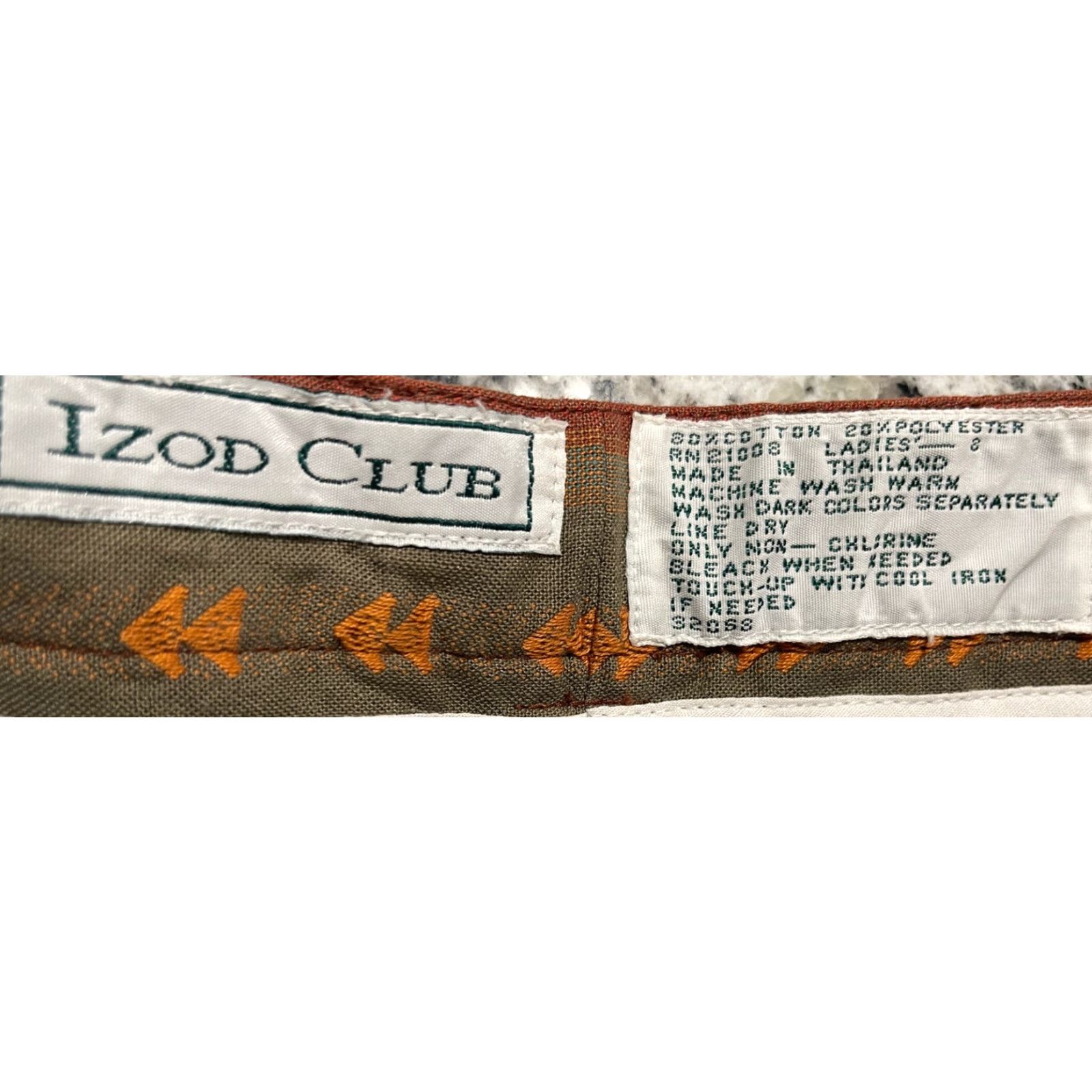 Izod VINTAGE IZOD Club Shorts Womens 8 Brown Aztec Southwestern Pleated Bermuda NWT Hippie Casual Travel Cotton Polyester Canvas Striped Zip Womens Size 30" / US 8 / IT 44 - 2 Thumbnail