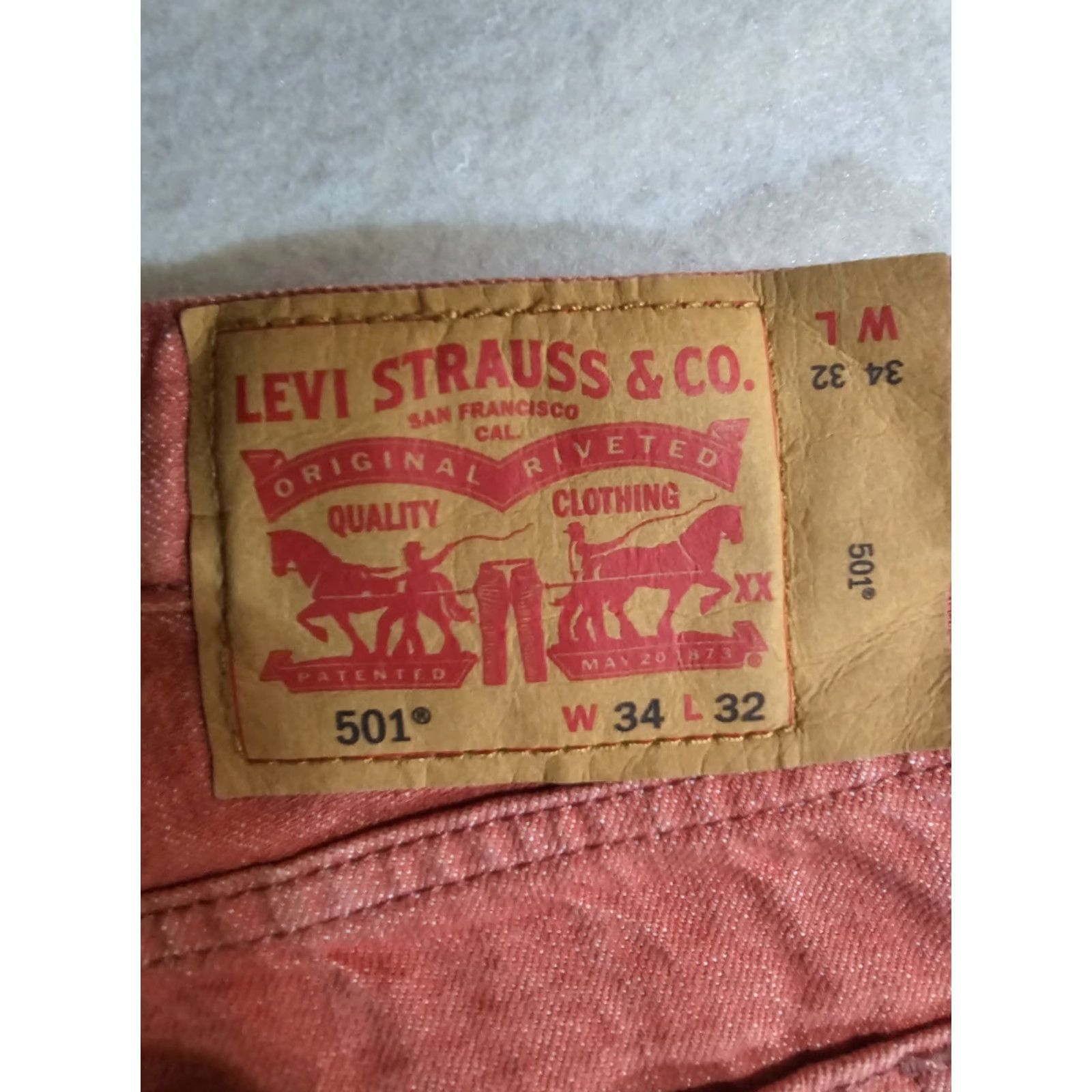 Levi's Levi's 501 Jeans Straight Leg Button Fly Salmon Mens Sz 34x32 Vintage 90s Retro Denim | Regular Fit | White Oak Cone | 5-Pocket | 501 Series Size US 34 / EU 50 - 7 Thumbnail