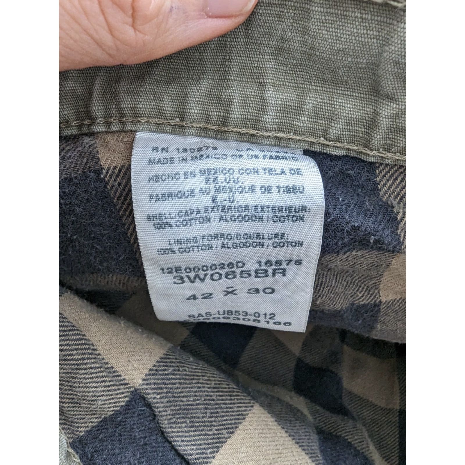 Wrangler Wrangler RIGGS Workwear Pants Men 42x30 Canvas Double Knee Flannel Lined Cargo Pocket Steel Green Regular Mens Size US 42 / EU 58 - 5 Thumbnail