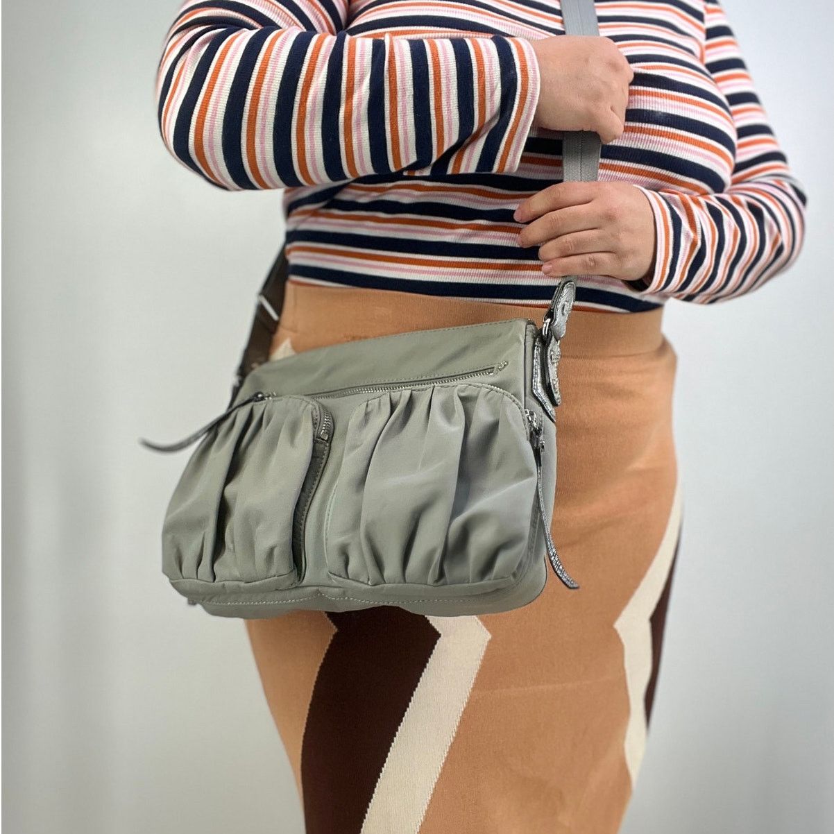 Other MZ Wallace Dawn Paige Crossbody Bag Gray Nylon Size ONE SIZE - 2 Thumbnail