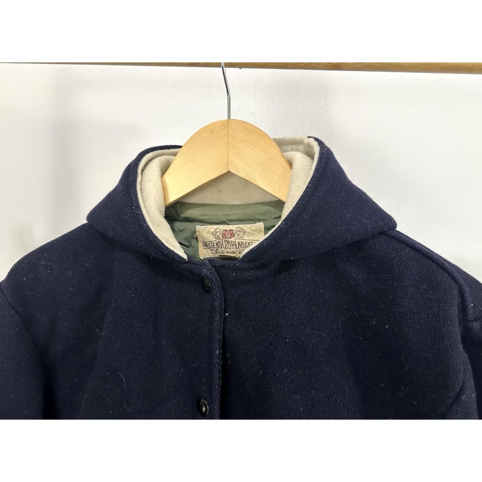 Vintage VTG 60s BLANK Striped Trim Split Hood Snap Button Varsity Wool Jacket M Women Blue Varsity Jacket Mens Women Boys Girls 60s? Size M / US 6-8 / IT 42-44 - 5 Thumbnail
