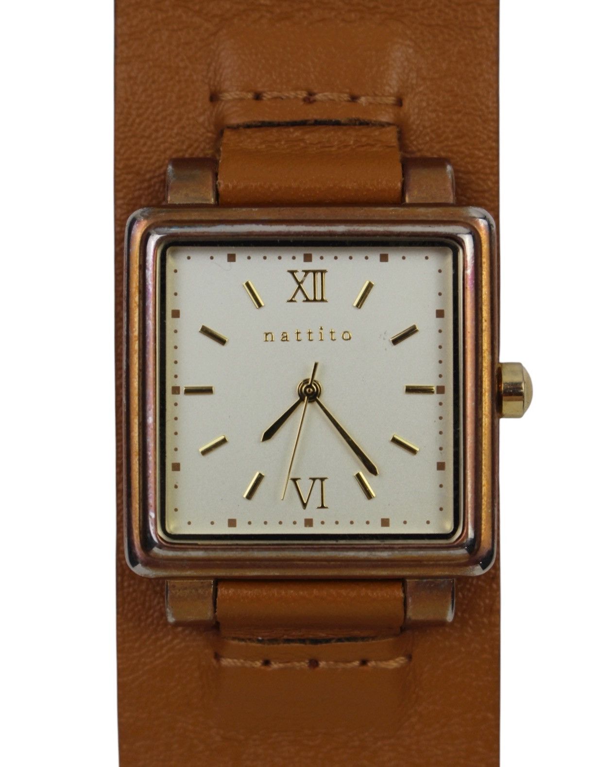 Japanese Brand 2000S NATITTO JAPAN SQUARE LEATHER CUFF RECTANGULAR WATCH Size ONE SIZE - 1 Thumbnail