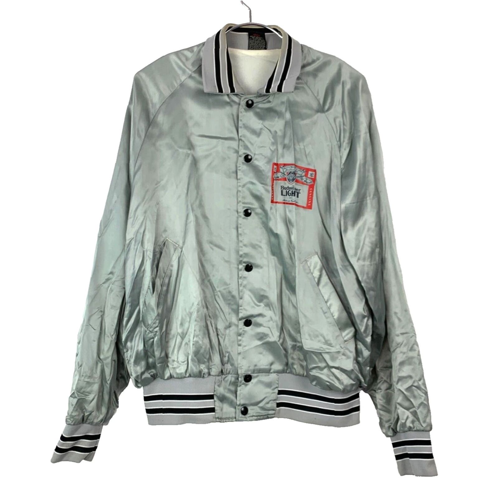 Vintage VINTAGE Aristo Jac by Hilton Jacket Mens Large Gray Satin Snap Nylon Varsity 90s Trendy Price / 90s Mens Large Gray Satin Snap Jacket Size US L / EU 52-54 / 3 - 2 Thumbnail