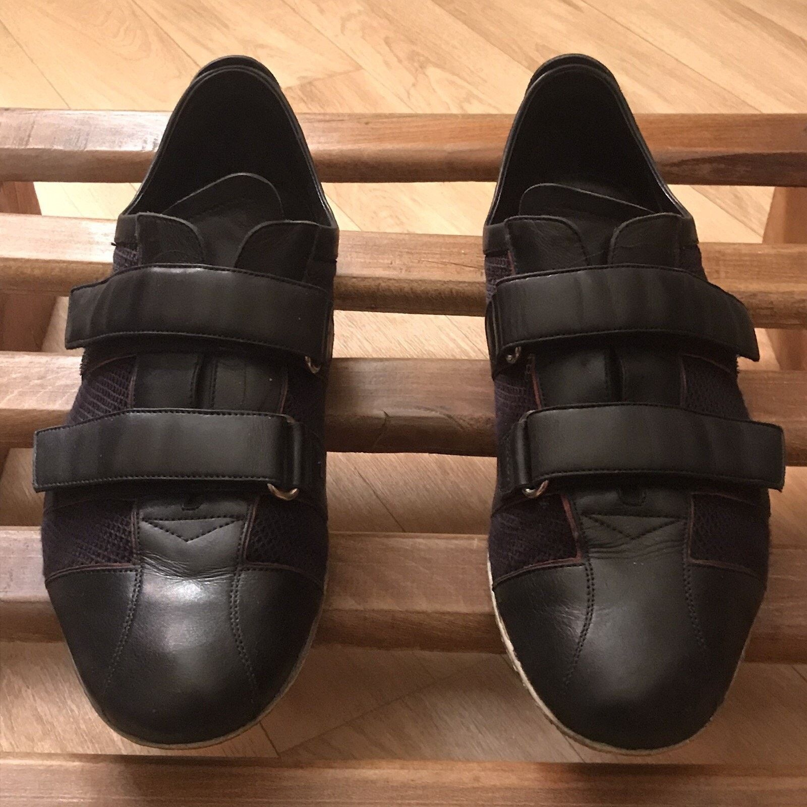 Gucci GUCCI Sneakers Black Leather Low Top CANVA Made in Italy Size US 8 / EU 41 - 6 Thumbnail