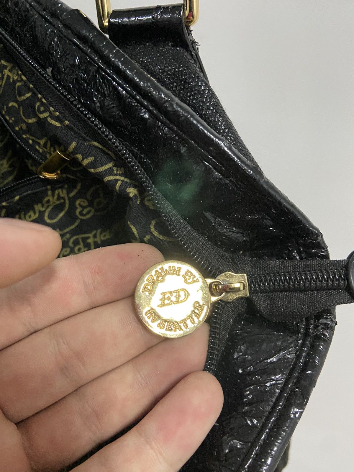 Ed Hardy × Vintage Ed Hardy Vintage tote Bag Big Print Logo rhinestones Size ONE SIZE - 7 Thumbnail