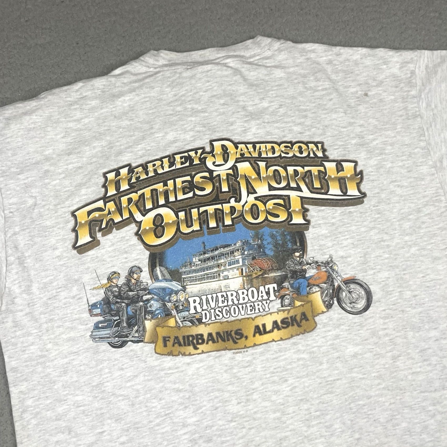 Harley Davidson VINTAGE Harley-Davidson T Shirt Adult L Gray Alaska Fairbanks Motorcycle Vtg Mens Short Sleeve T-Shirt Size US L / EU 52-54 / 3 - 2 Thumbnail