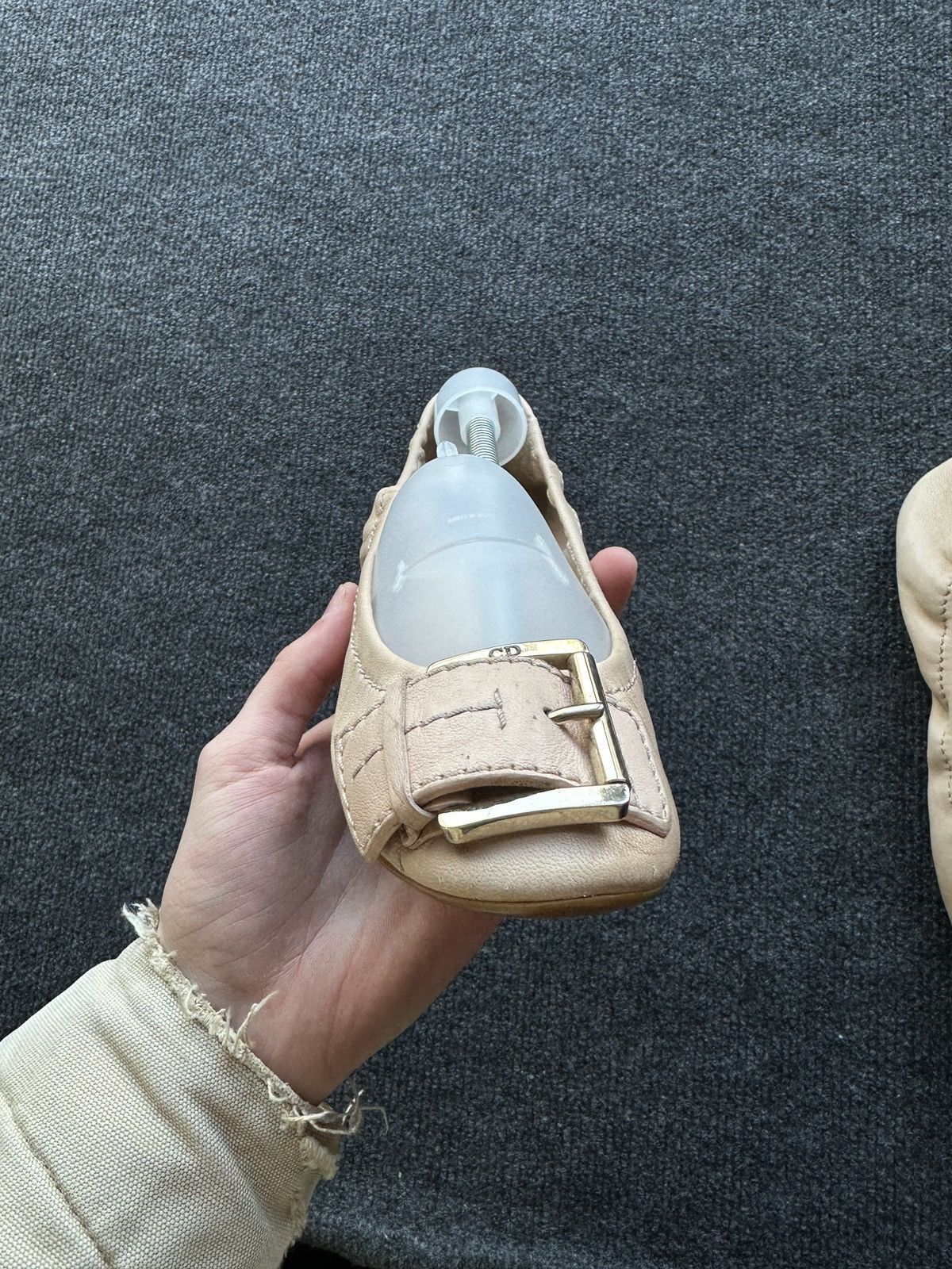 Dior GRAIL🚨 DIOR CHRISTIAN BEIGE Leather Ballet Flats luxury Size US 6.5 / IT 36.5 - 6 Thumbnail