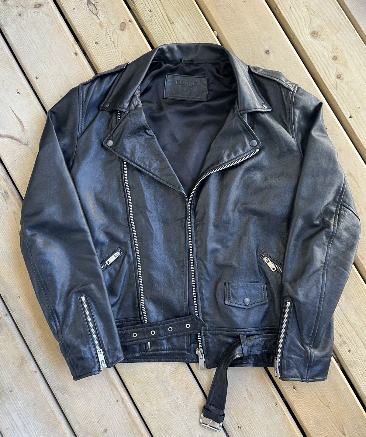 Kollar Clothing LEATHER MOTO BIKER JACKET Size US L / EU 52-54 / 3 - 5 Thumbnail