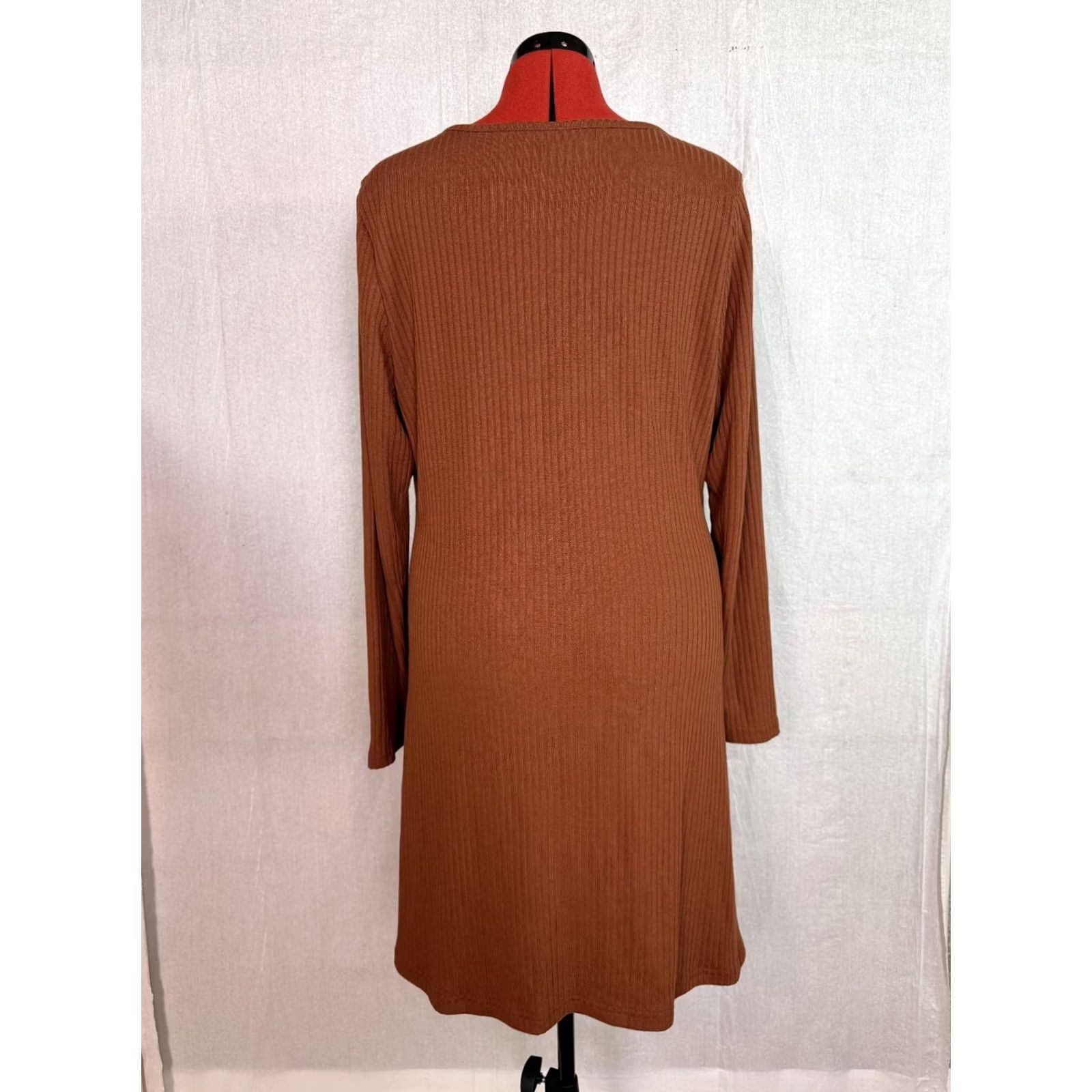 Old Navy OLD NAVY Women's Dress Long Sleeve Ribbed Knit Polyester Blend Orange XL EUC Size XL / US 12-14 / IT 48-50 - 4 Thumbnail
