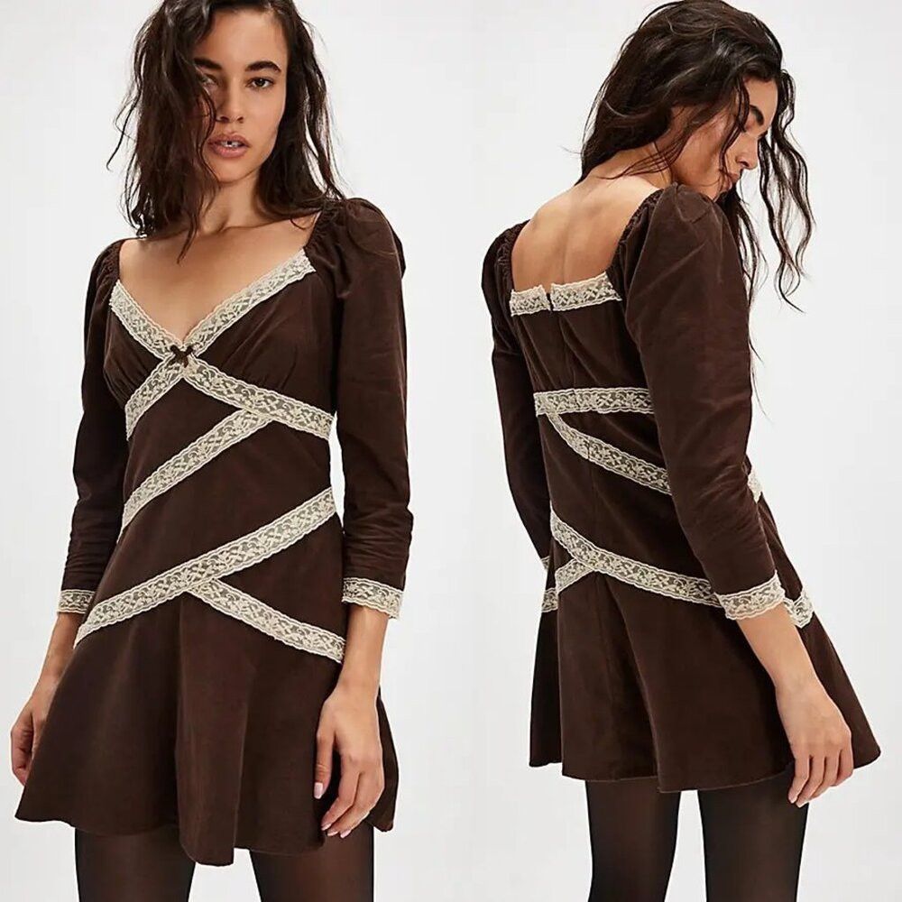 Free People NWT New $168 Free People Tennley Corduroy Mini Chocolate To Size XL / US 12-14 / IT 48-50 - 1 Thumbnail