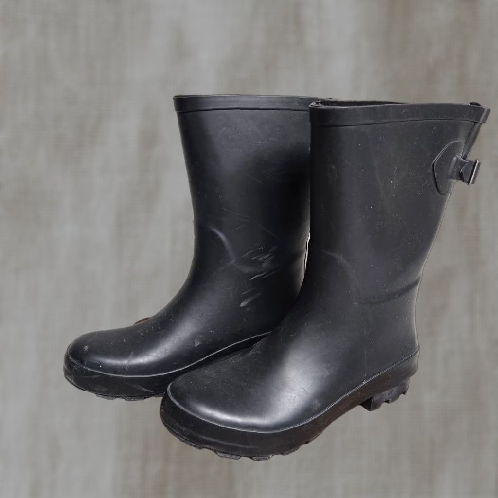 Vintage A New Day Rain Boot Women Black Waterproof Mid Calf Buckle Slip On 7 Boots Women Waterproof Buckle Rain Boot 7 US8 (adapt to sizing) Size US 8 / IT 38 - 1 Thumbnail