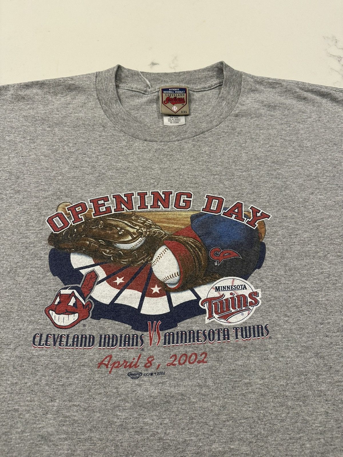 MLB × Vintage 2002 Cleveland Indians vs Minnesota Twins Opening Day Tee Size US XXL / EU 58 / 5 - 1 Thumbnail