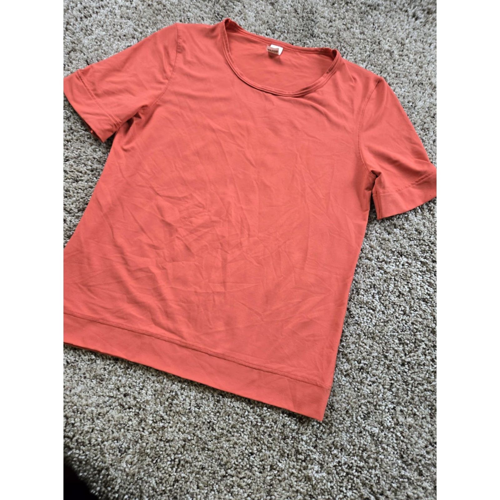 Vintage Calida Shirt Womens XS Orange Scoop Neck Short Sleeve Stretch Lounge Top 14434 Size XS / US 0-2 / IT 36-38 - 2 Thumbnail
