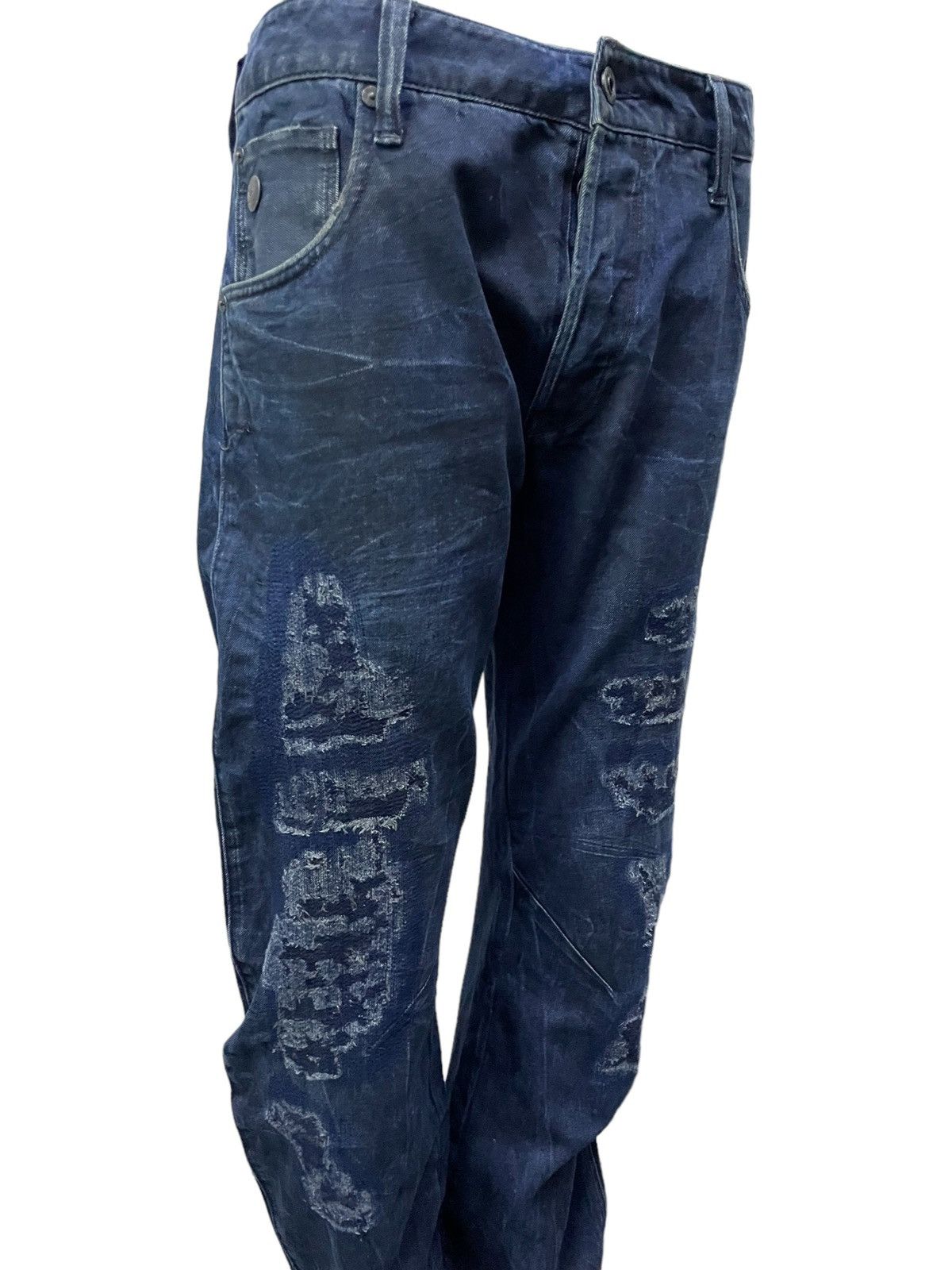 G-Star × Hysteric Glamour G Star Raw Engineered Curved Leg Crash Distressed Jeans Size US 30 / EU 46 - 6 Thumbnail