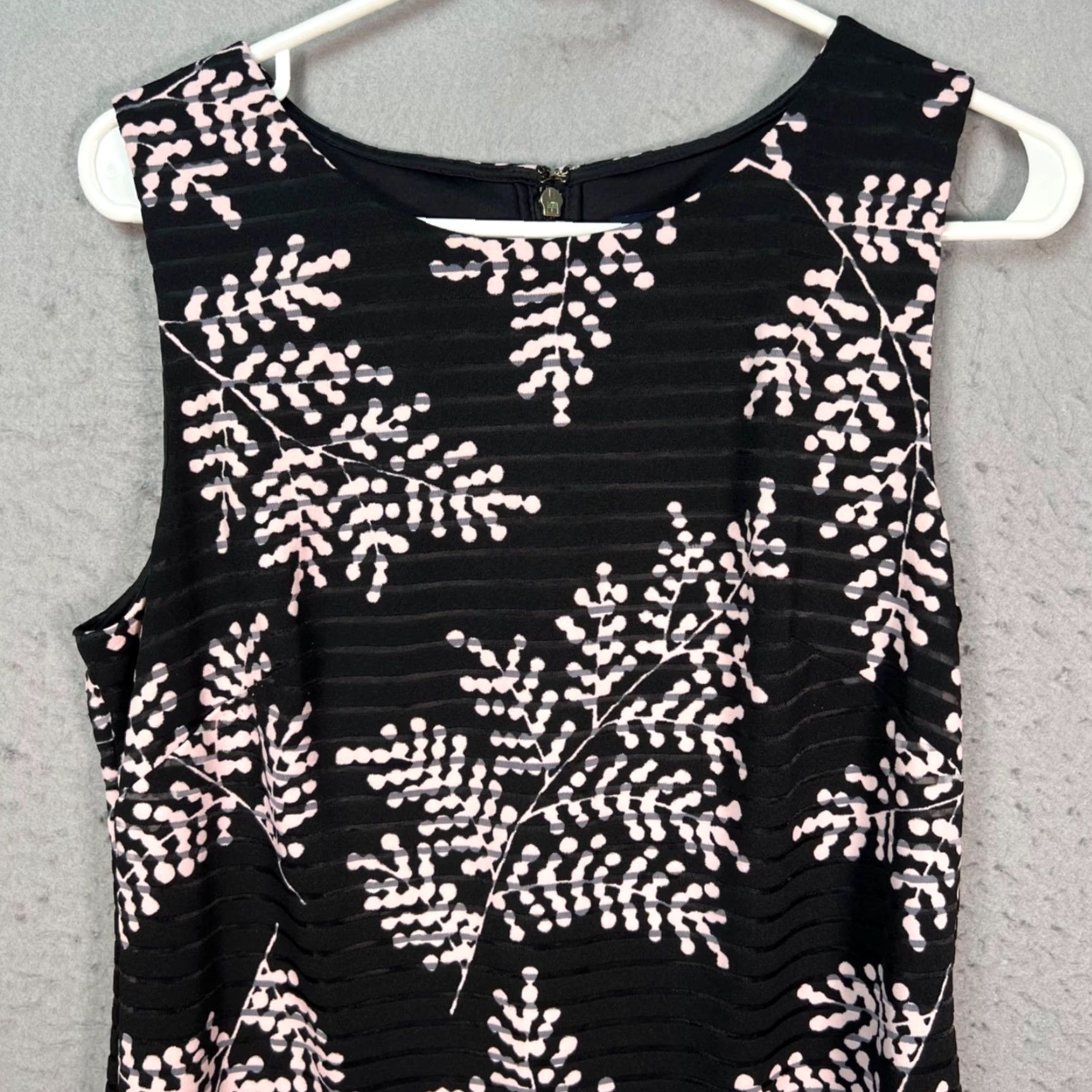 Tommy Hilfiger Tommy Hilfiger Womens 10 Black & Pink Sleeveless Floral Textured Sheath Dress Size L / US 10 / IT 46 - 5 Thumbnail