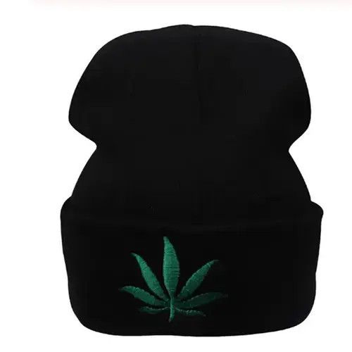 Other Black Color Weed Leaf Beanie Hat Size ONE SIZE - 2 Thumbnail
