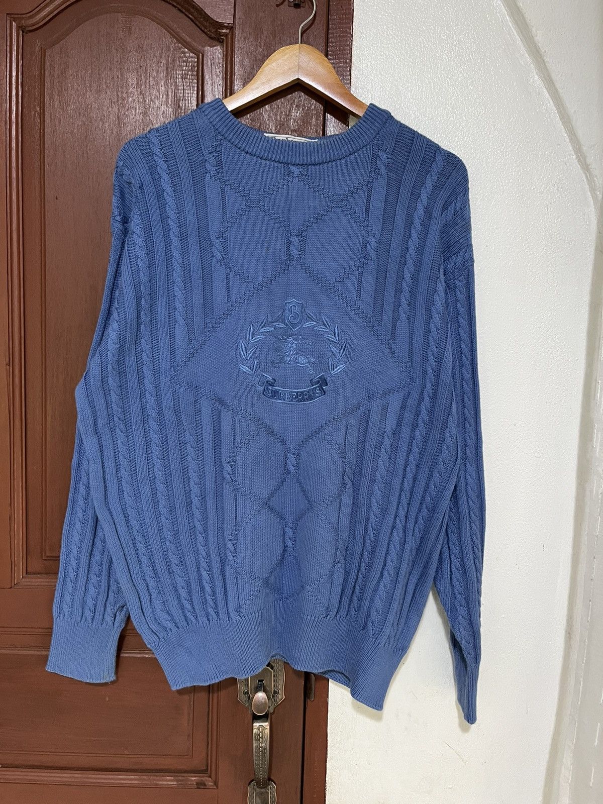 Burberry Vintage Burberry London Big Logo Wool Knit Sweater Jumper Size US M / EU 48-50 / 2 - 1 Thumbnail