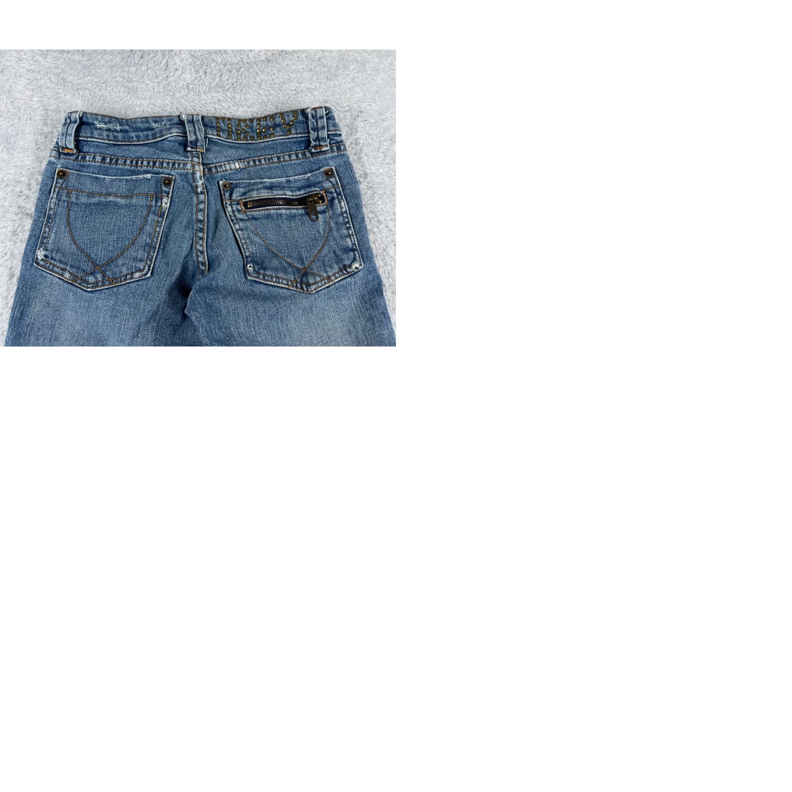 Obey OBEY Jeans 0 24x29 Blue Denim Straight Ankle Zip Studded Womens Size 25" / US 0 / IT 36 - 10 Thumbnail