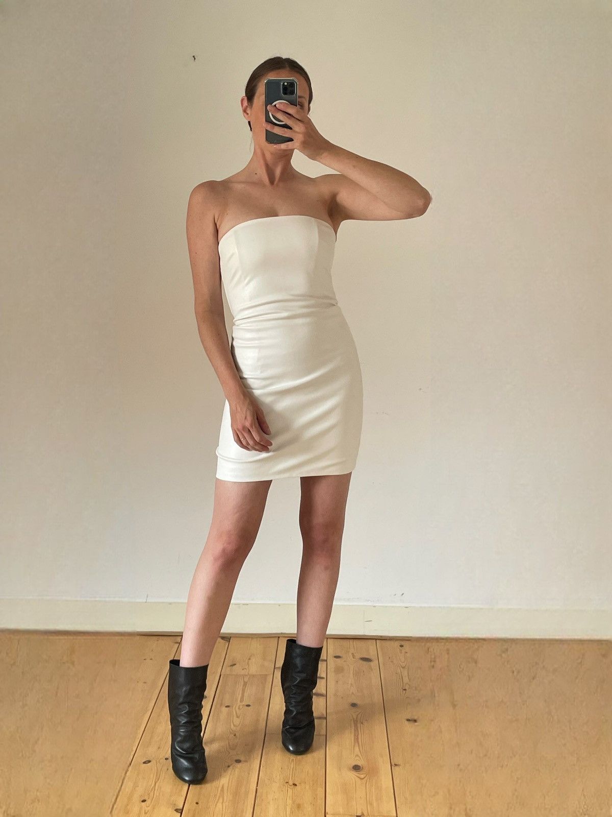 Other Jan Moore Maison Faux Leather Strapless Mini Dress RRP €265 Size XS / US 0-2 / IT 36-38 - 2 Thumbnail