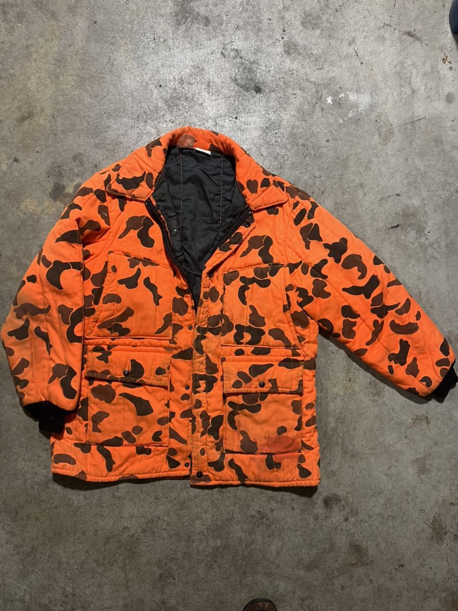 Vintage 1980s Orange Camo Padded Jacket Size US XL / EU 56 / 4 - 3 Thumbnail