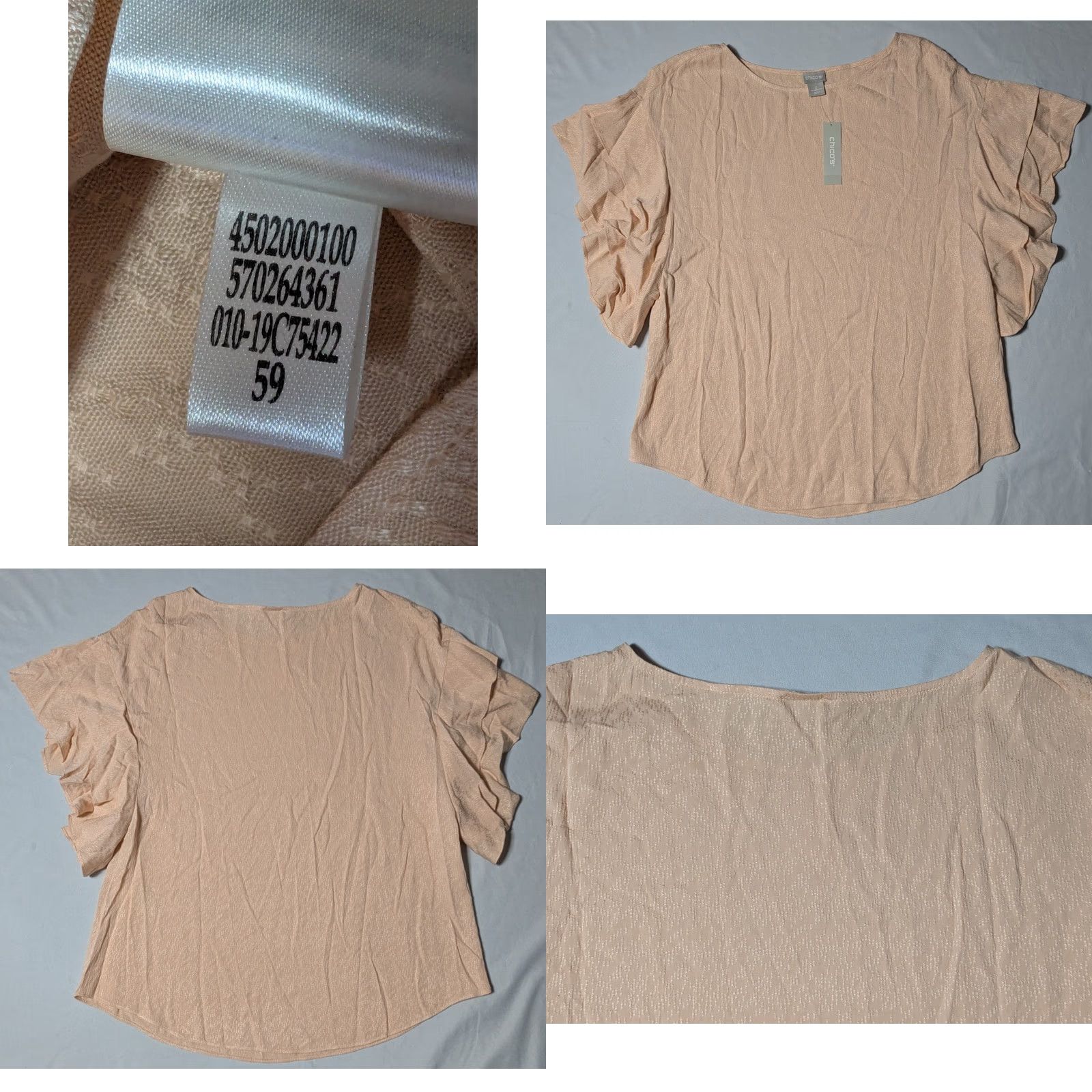 Vintage VINTAGE Chico's Flutter Sleeve Pullover Top Blush Peach - Women Size L NEW Size L / US 10 / IT 46 - 9 Thumbnail