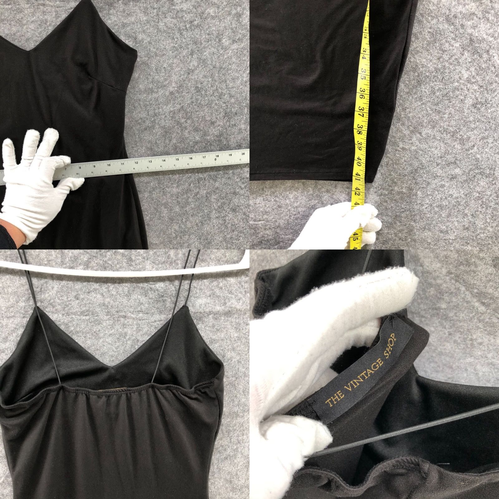 Vintage The Vintage Shop Slip Dress Womens S Black V-Neck Midi Bodycon Cami Stretch Sheath Party Cocktail Wedding Size S / US 4 / IT 40 - 8 Thumbnail