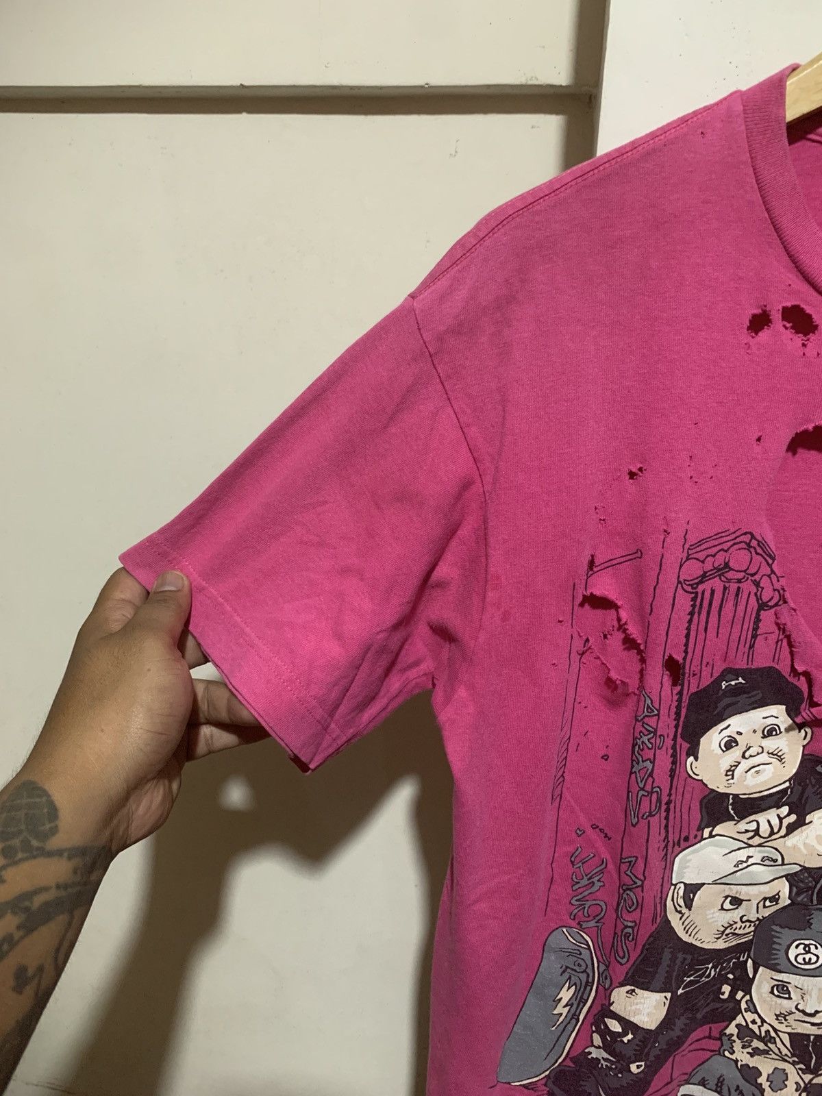 Stussy Vintage Stussy x Pound Stu York Crew Super Distressed Tee Size US M / EU 48-50 / 2 - 2 Thumbnail
