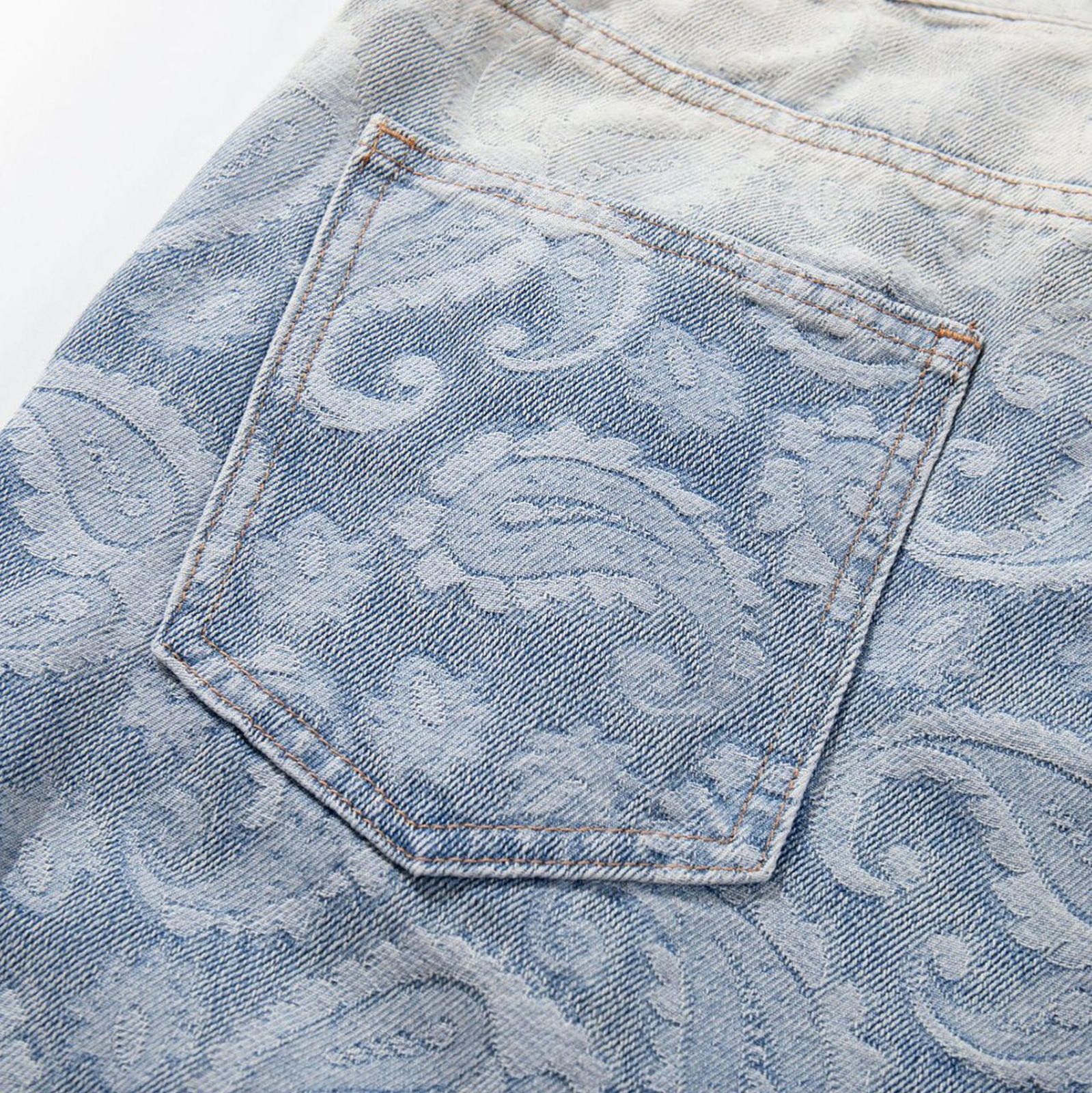 Jean Paisley Graphic Jacquard-Design Denim Jeans Size US 32 / EU 48 - 4 Thumbnail