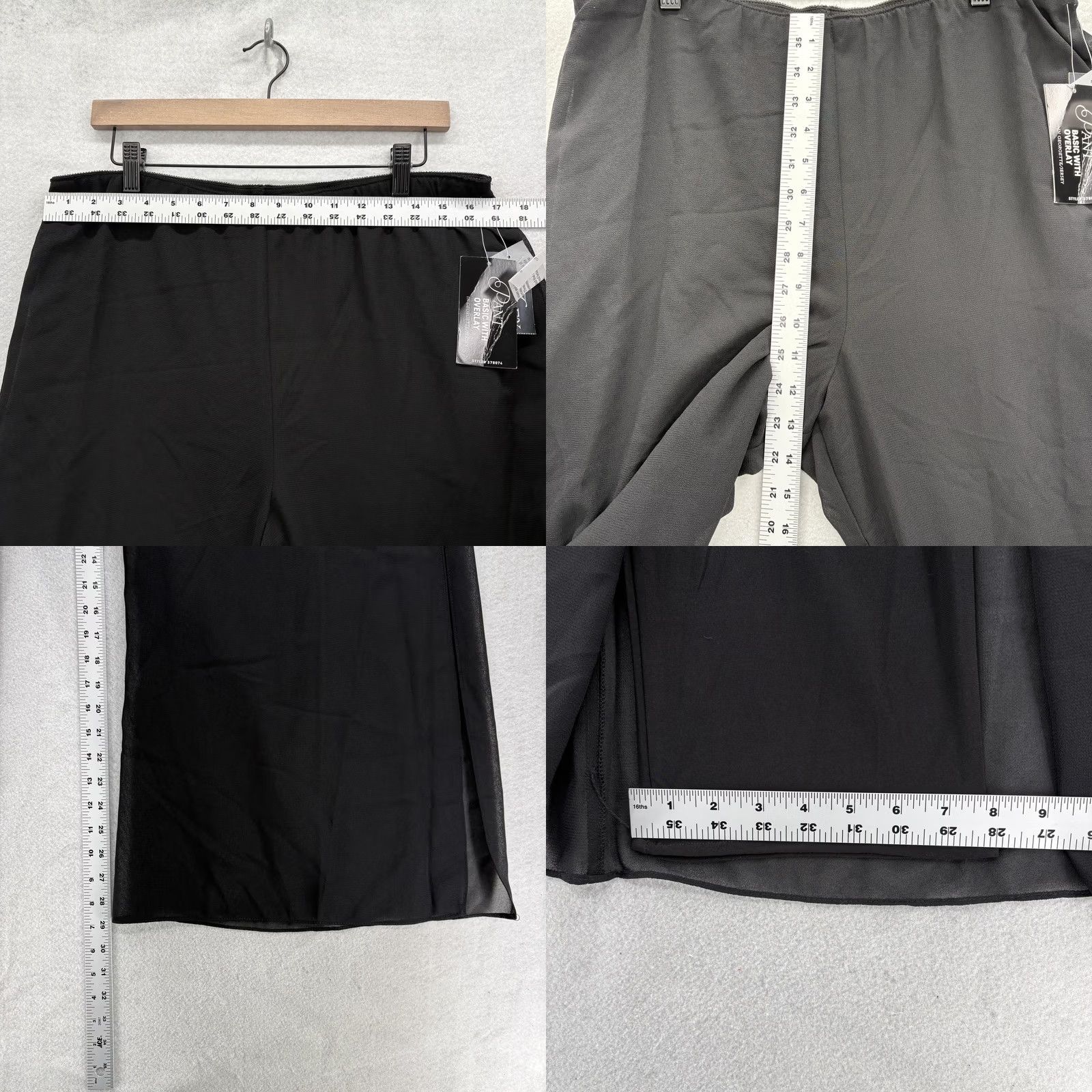 Alex Evenings Alex Evenings Dress Pants Womens L Black Chiffon Overlay Wide-Leg Formal NWT Size 36" / US 14 / IT 50 - 8 Thumbnail