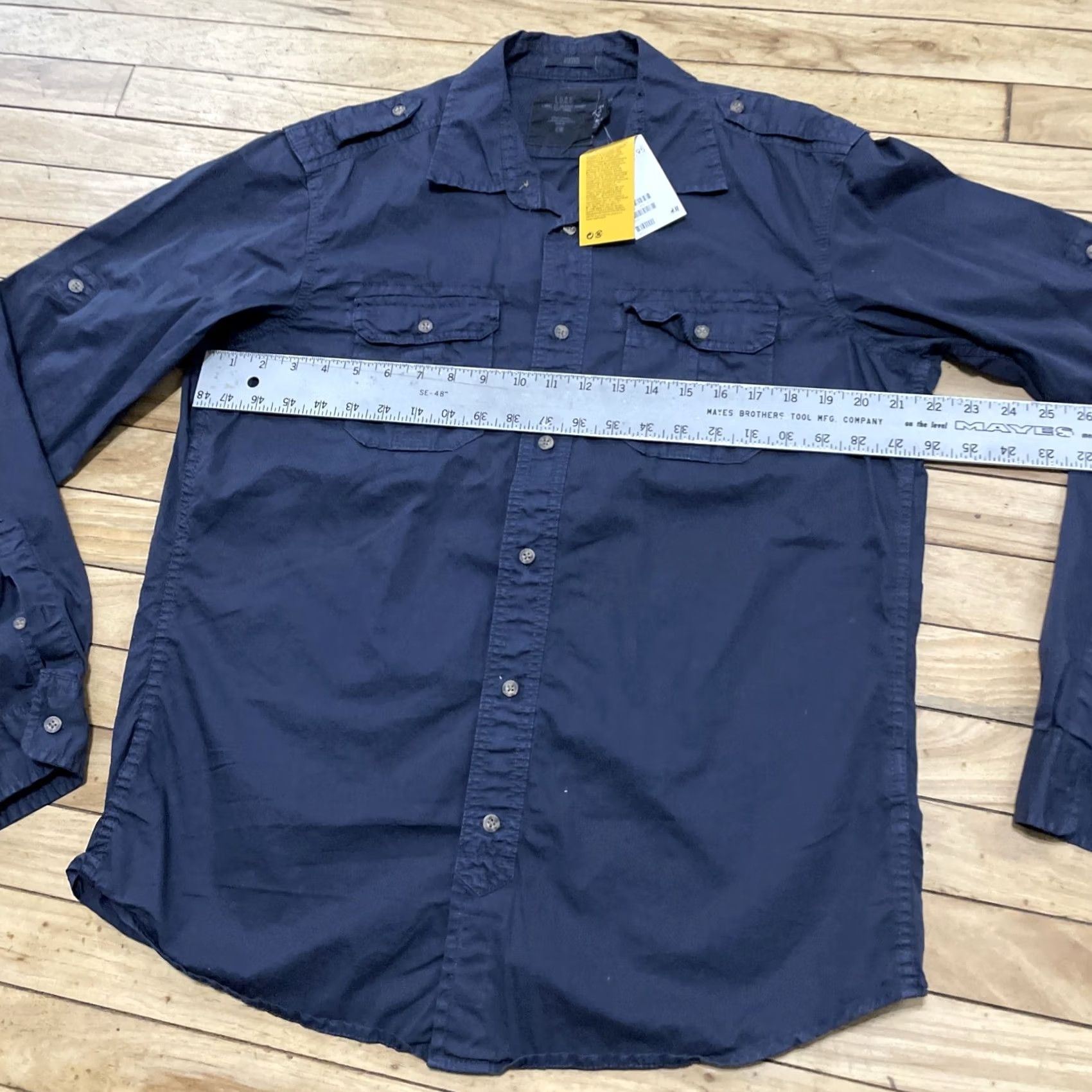 H&M H&M L.o.g.g. Button Up shirt New Men L Fitted Military Navy Blue Long Sleeve Shirt Men's Button-Up Navy Blue 30 Size US M / EU 48-50 / 2 - 5 Thumbnail