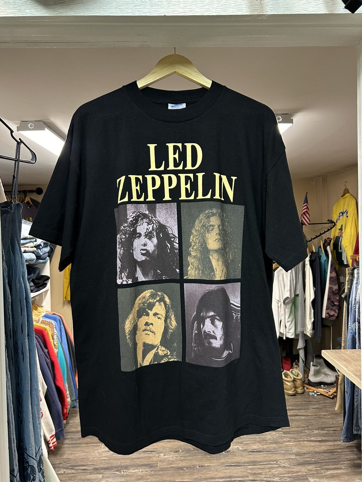 Image of Vintage 90's Led Zeppelin Multi Color Graphic T-Shirt in Black, Men's (Size XL)