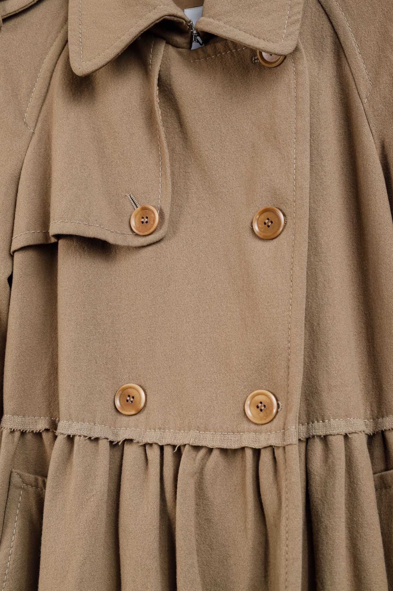 Moschino Moschino Tiered Wool Camel Trench-Style Coat Size S / US 4 / IT 40 - 9 Thumbnail