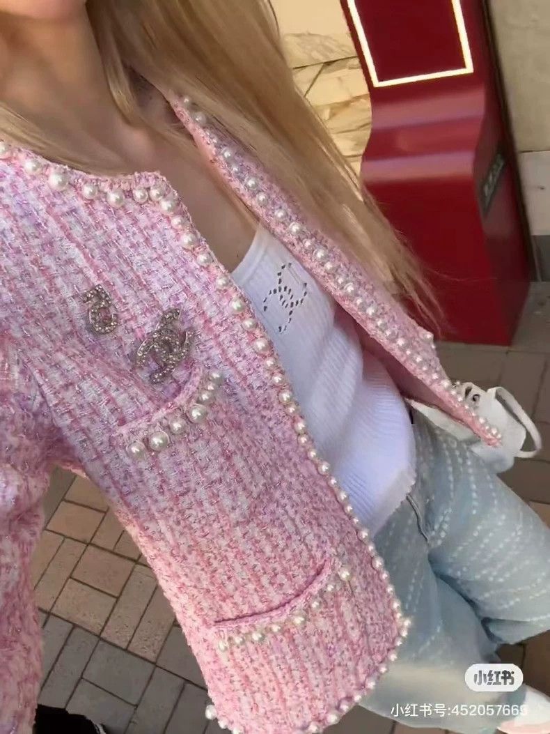 Chanel Chanel 25p show pink glitter tweed pearl edge four-pocket Size XS / US 0-2 / IT 36-38 - 4 Thumbnail