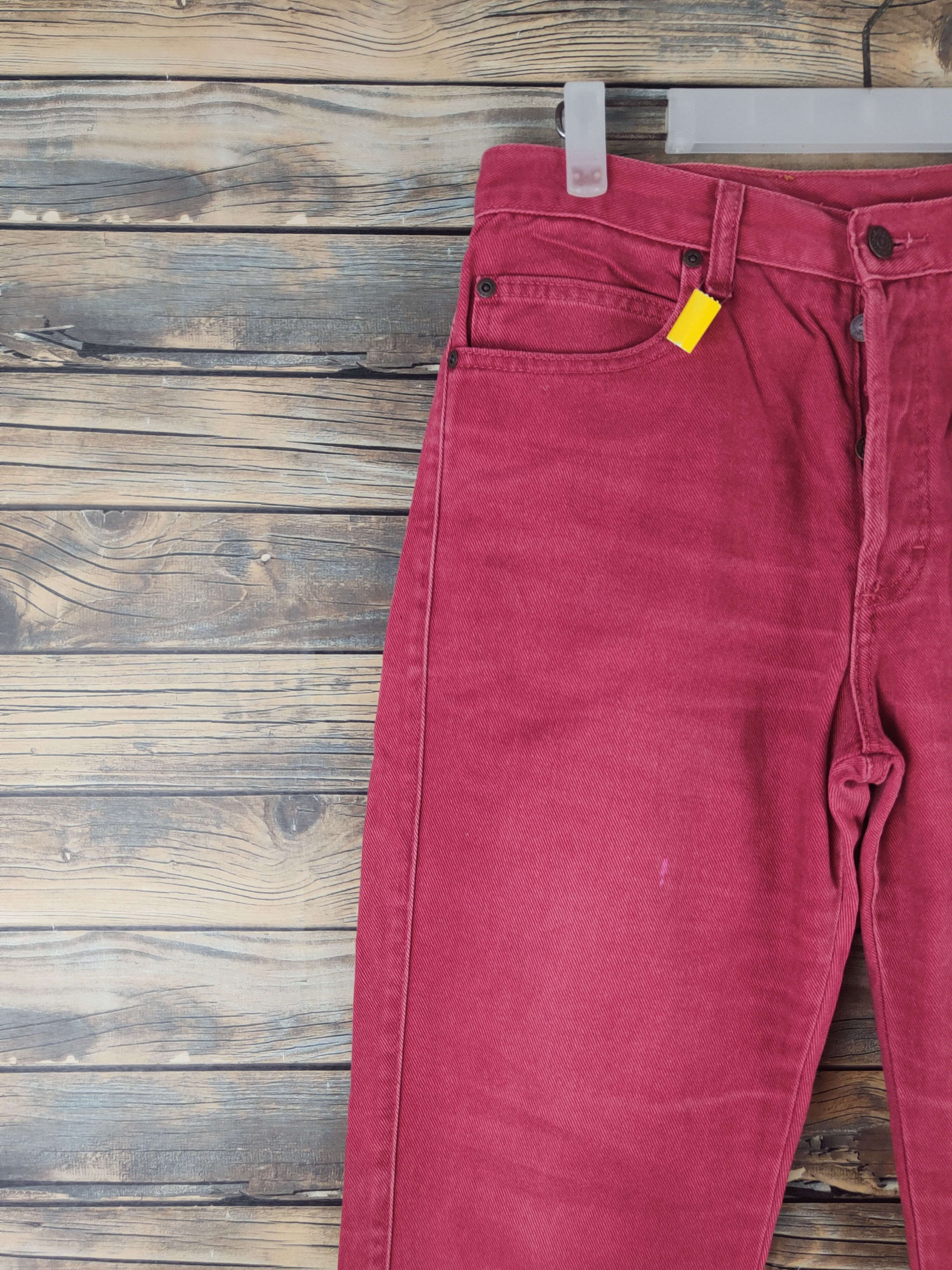 Vintage DL Lee Button Fly Red Distressed Ripped Jeans #2623 Size US 30 / EU 46 - 3 Thumbnail