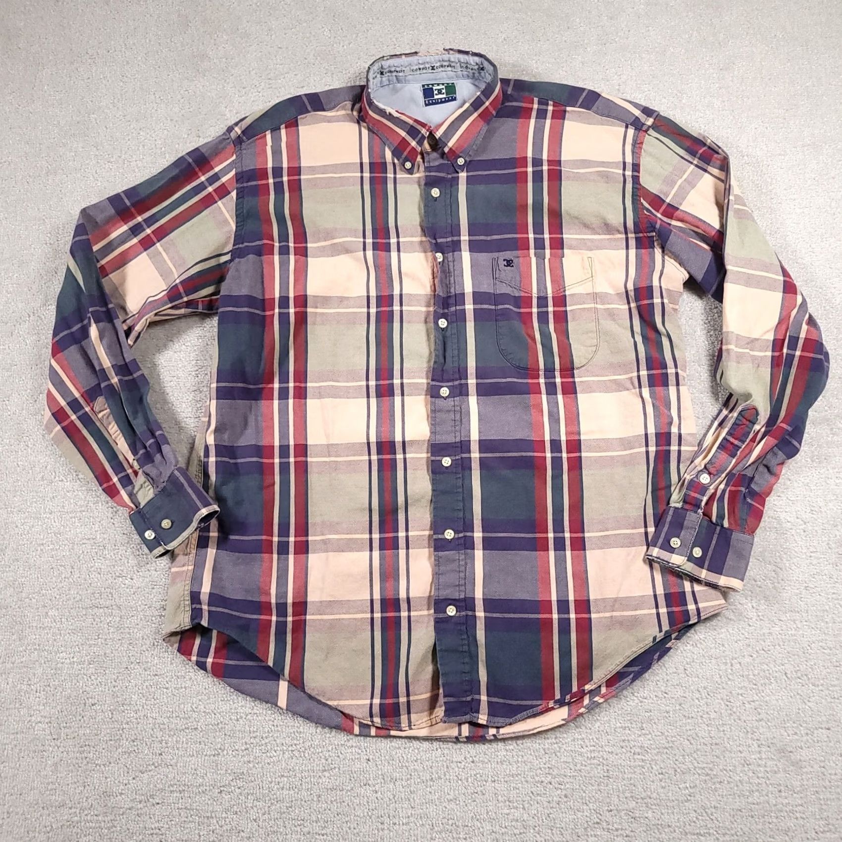 Equipment VINTAGE Cowboy Equipment Shirt Large Plaid Long Sleeve Button Down Pocket Mens Size US L / EU 52-54 / 3 - 2 Thumbnail