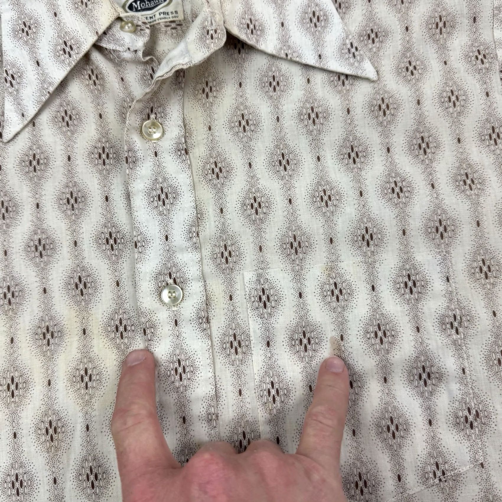 MCM Vintage Mohawk Button-Up Shirt Adult Medium Hipster MCM 60s 70s Stains True Vtg Size US M / EU 48-50 / 2 - 5 Thumbnail