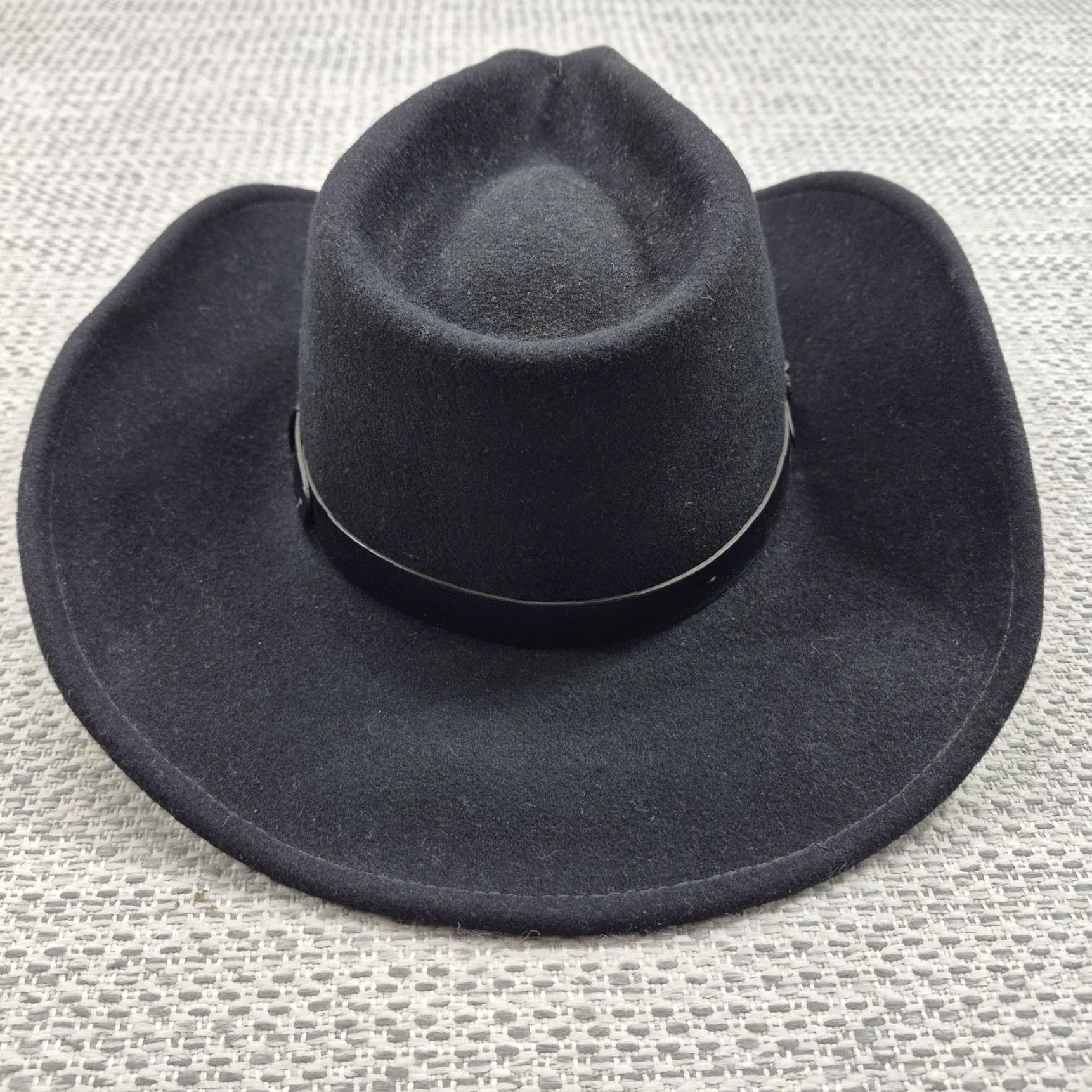 MHT Westerns Hat Cowboy Fitted Mens Medium Black Wool Felt 