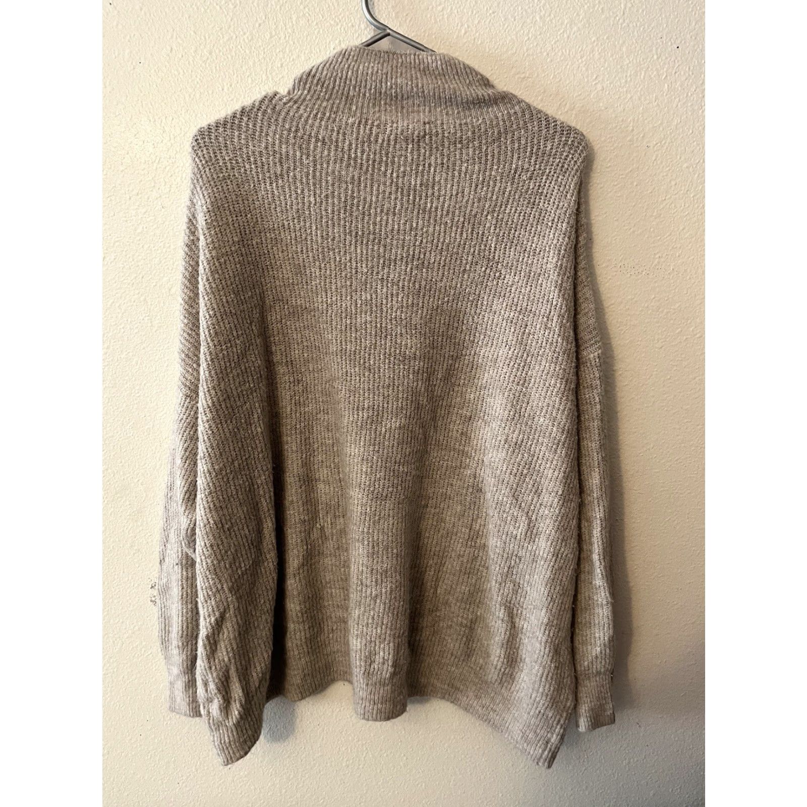 Express Express Womens Pullover Sweater XL Beige Mock Neck Long Sleeve Acrylic Blend Size XL / US 12-14 / IT 48-50 - 2 Thumbnail