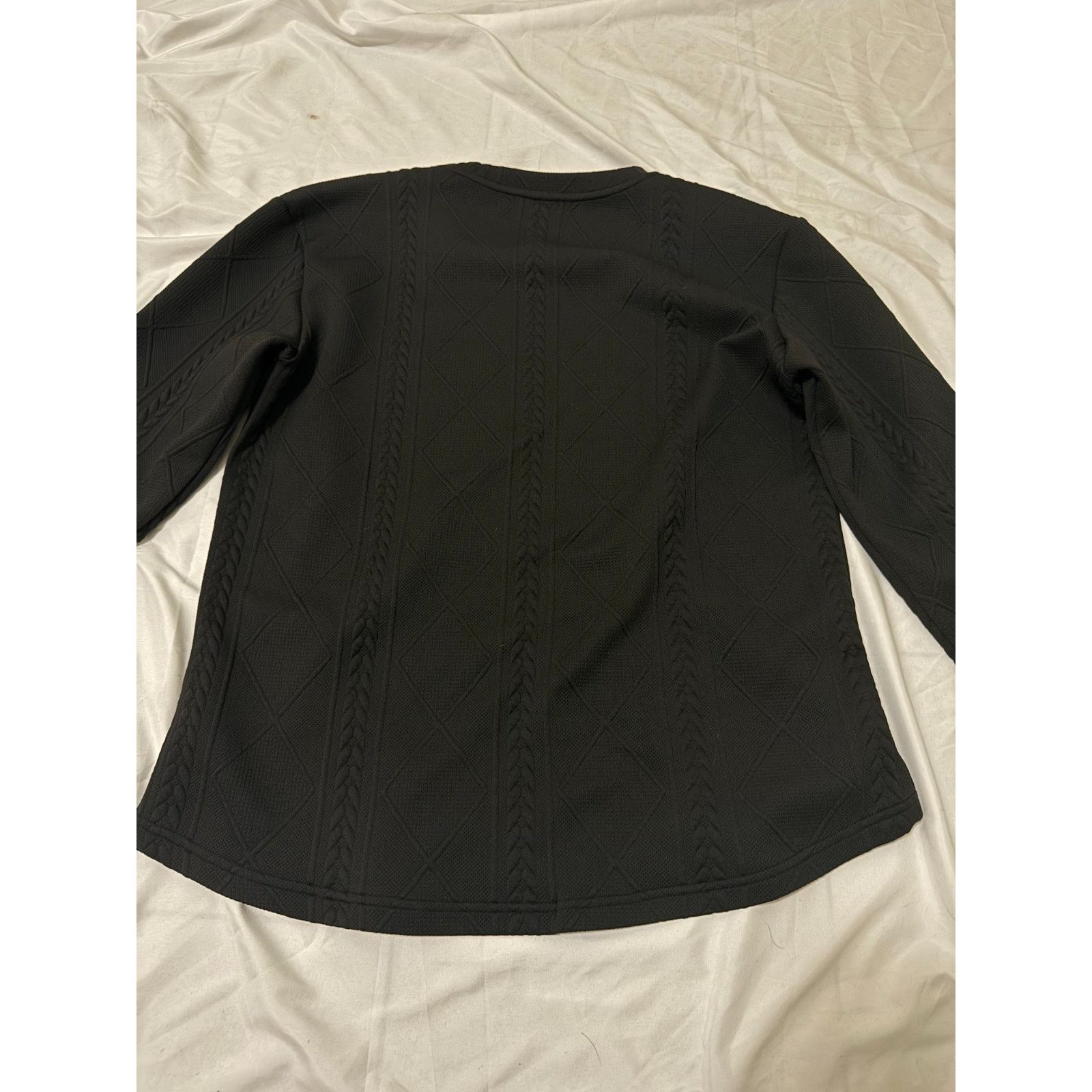 & Other Stories Black Cable Knit Long Sleeve Crewneck Sweater Large Size L / US 10 / IT 46 - 2 Thumbnail