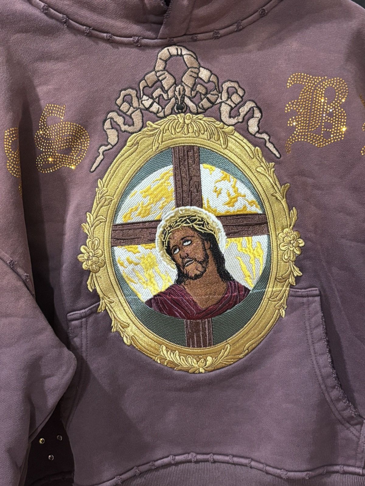 Designer SSBD CHRIST SAVES PURPLE DYE HOODIE Size US XL / EU 56 / 4 - 2 Thumbnail