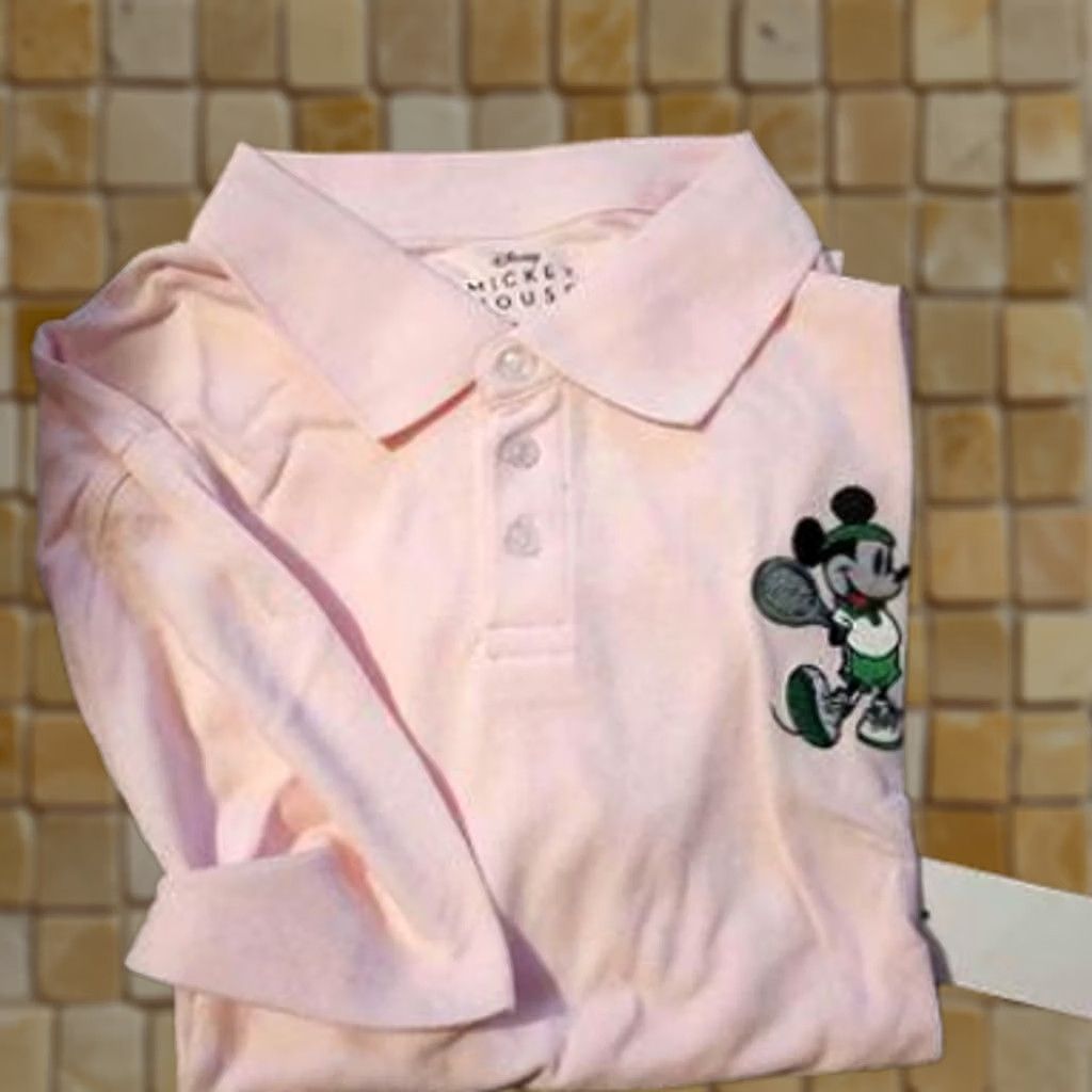 Disney DISNEY MENS Mickey Mouse Polo Shirt Polo Shirt Pink Cotton Golf Polo L Size US L / EU 52-54 / 3 - 1 Preview