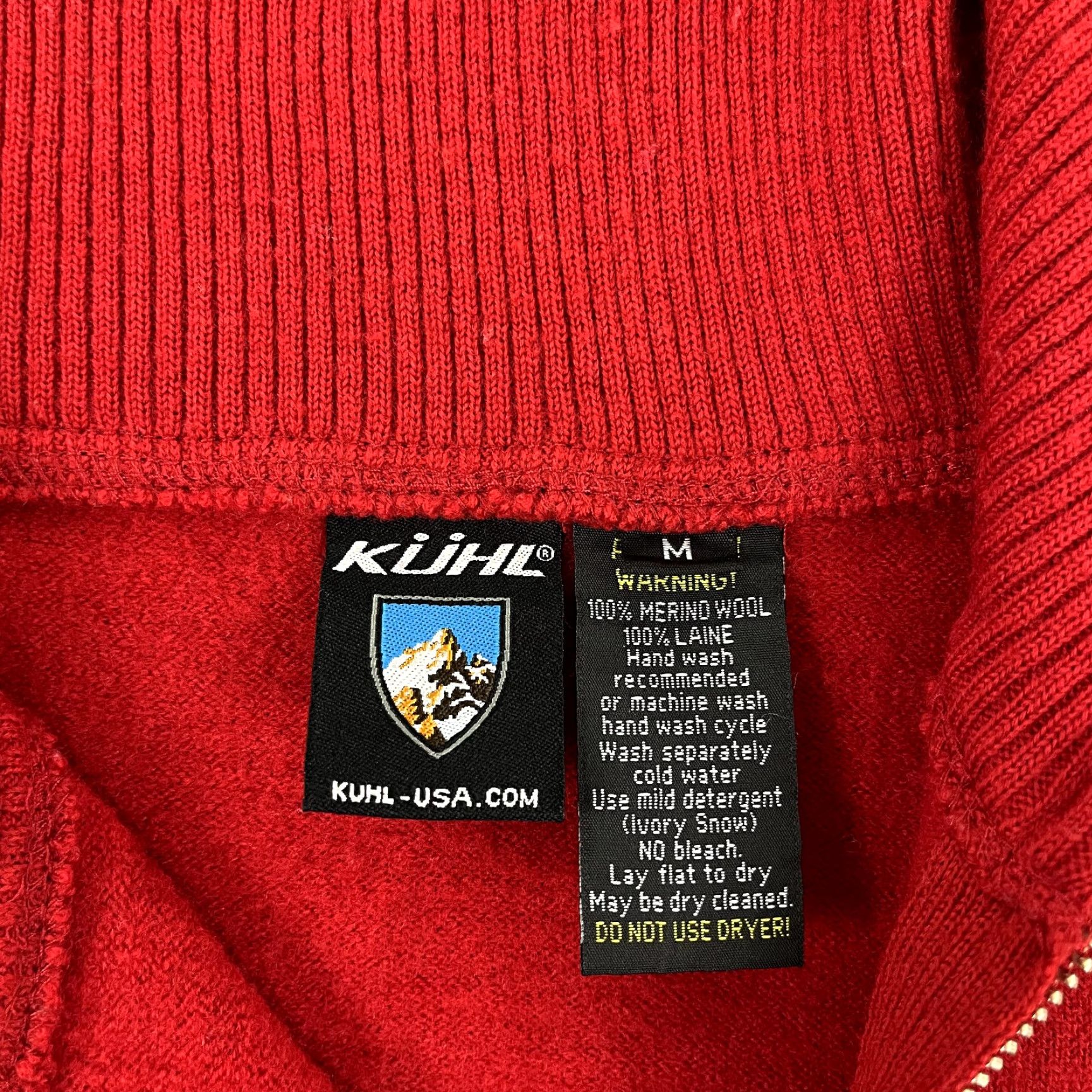 Vintage KUHL Sweater Womens Medium Red Merino Wool Asymmetrical Collar Full Zip Hiking Size M / US 6-8 / IT 42-44 - 3 Thumbnail