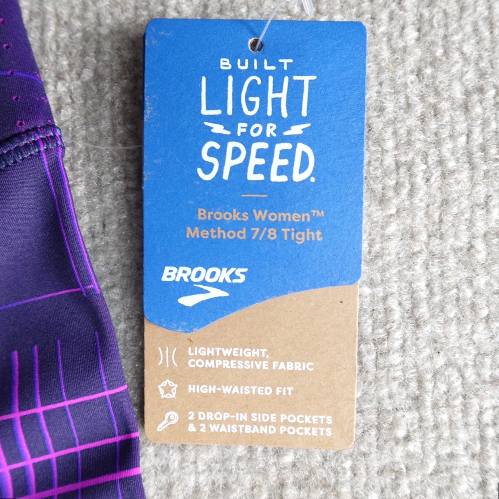 Brooks Brooks Womens Tights Small Blue Method 7/8 Matrix High Waisted NEW Size 28" / US 6 / IT 42 - 4 Thumbnail
